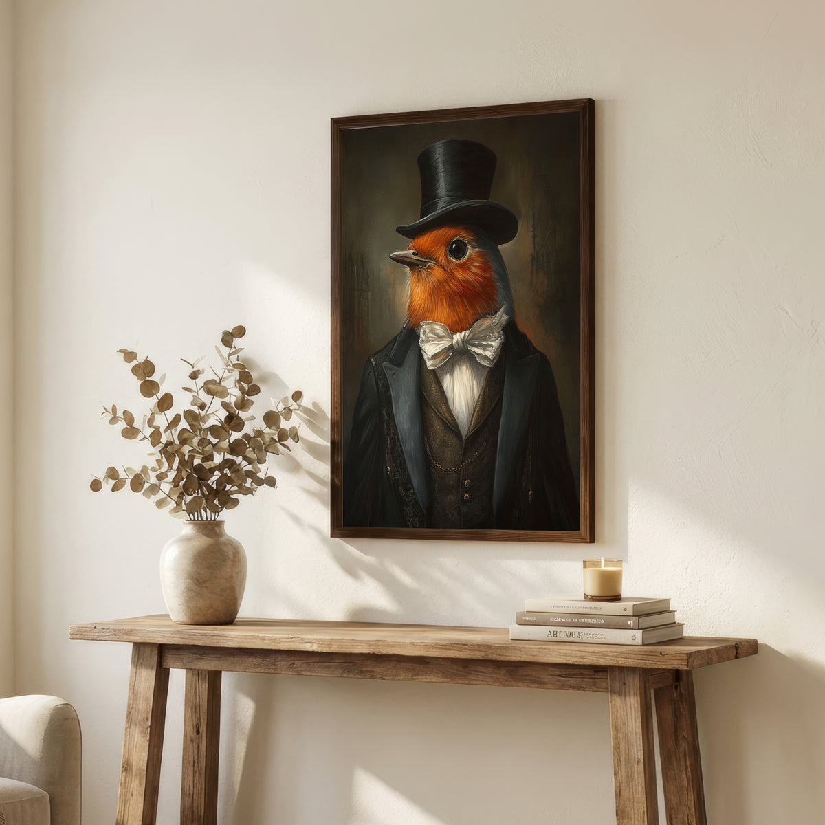 Robin in Top Hat Art Print