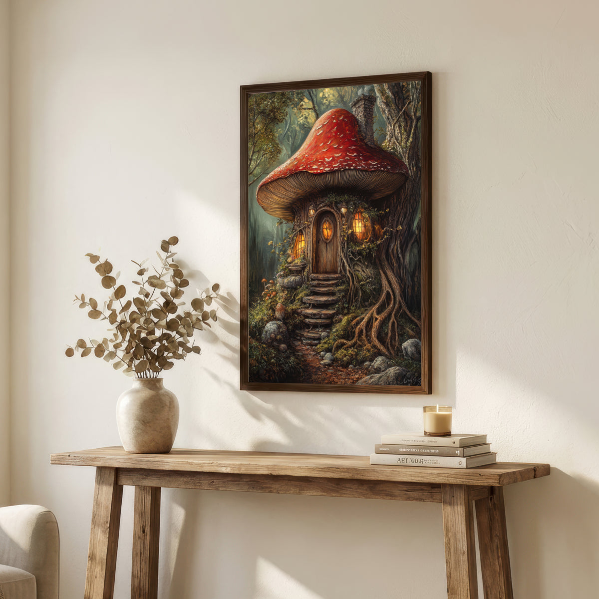 Enchanted Mushroom Cottage Art Print