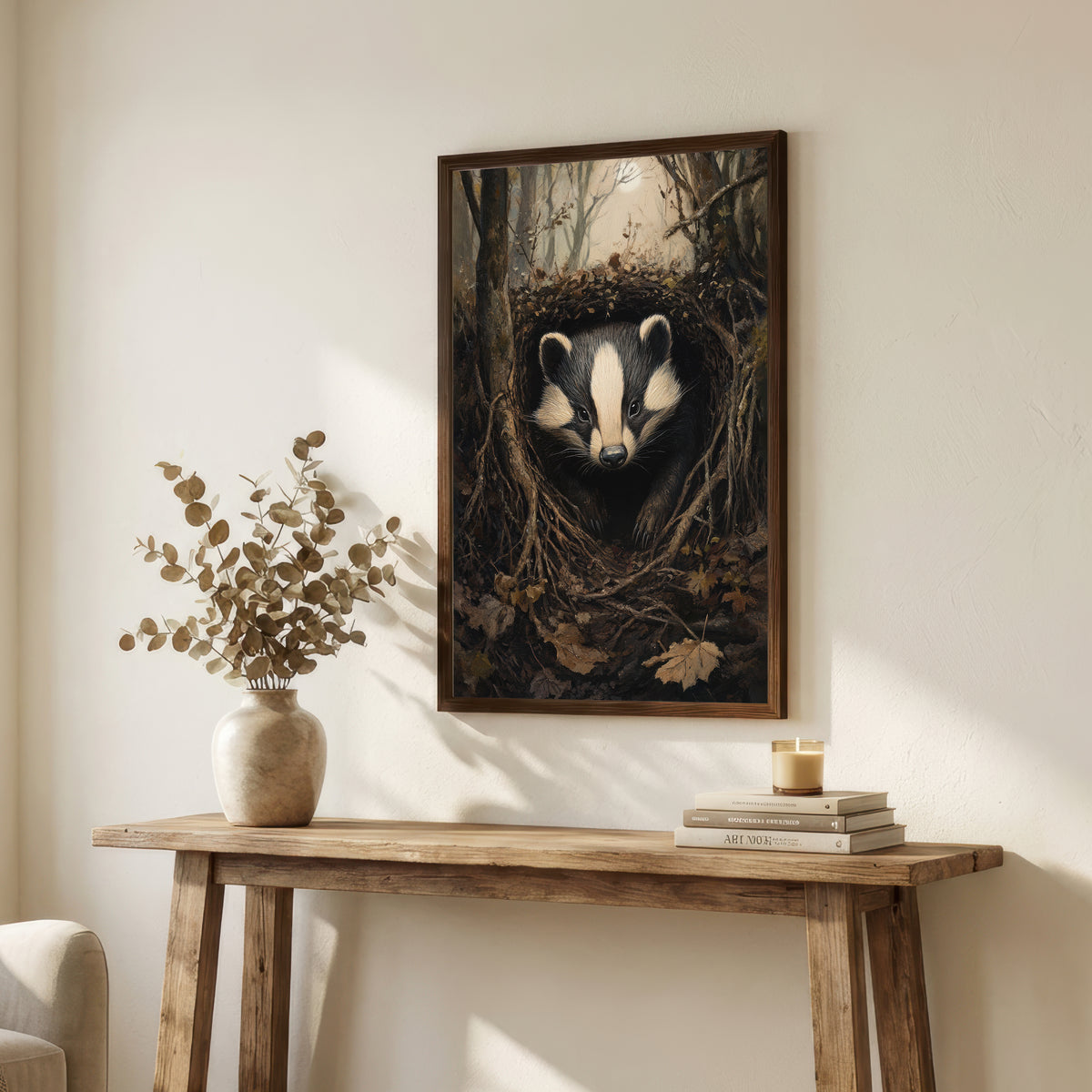 Woodland Badger Art Print