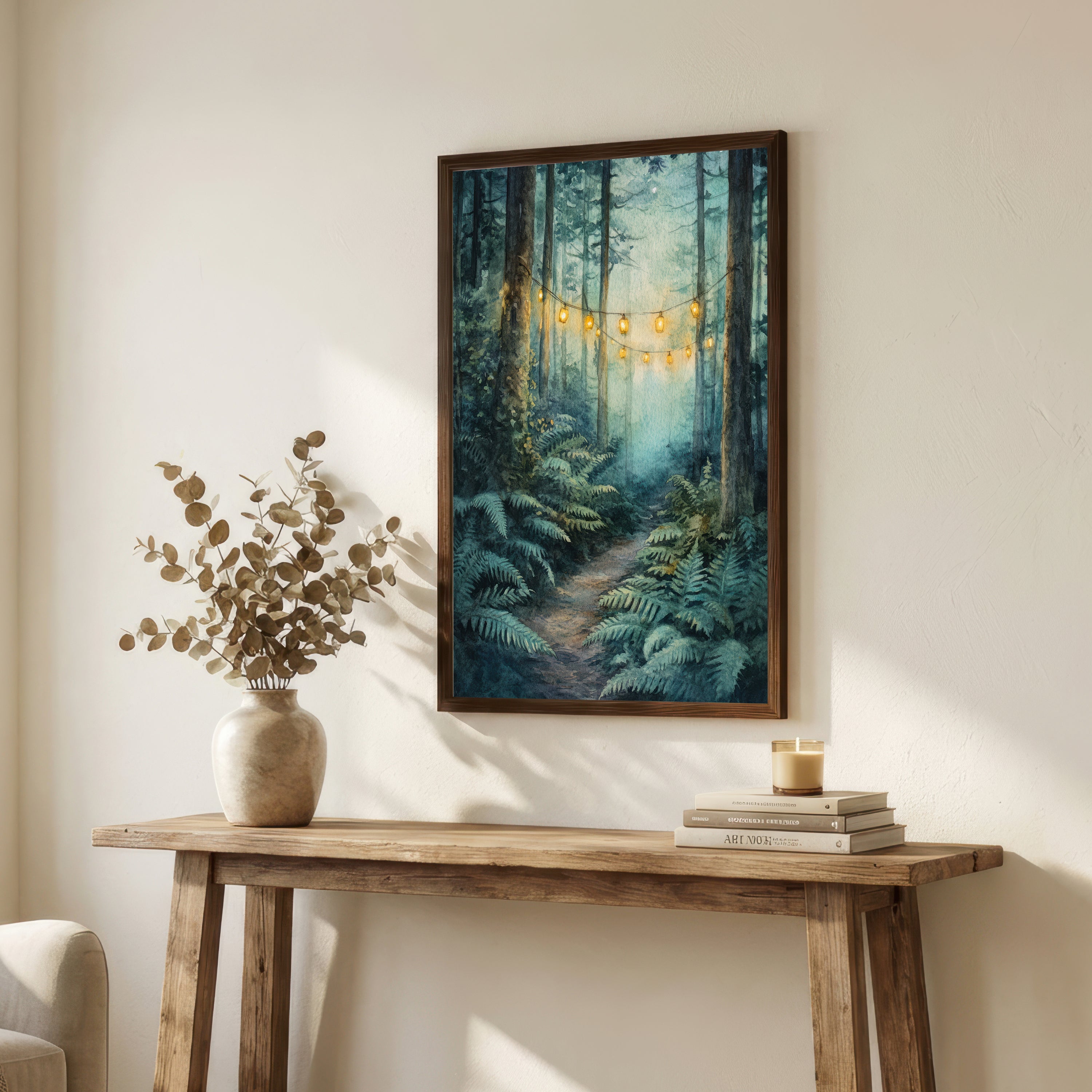 Enchanted Forest String Lights Art Print