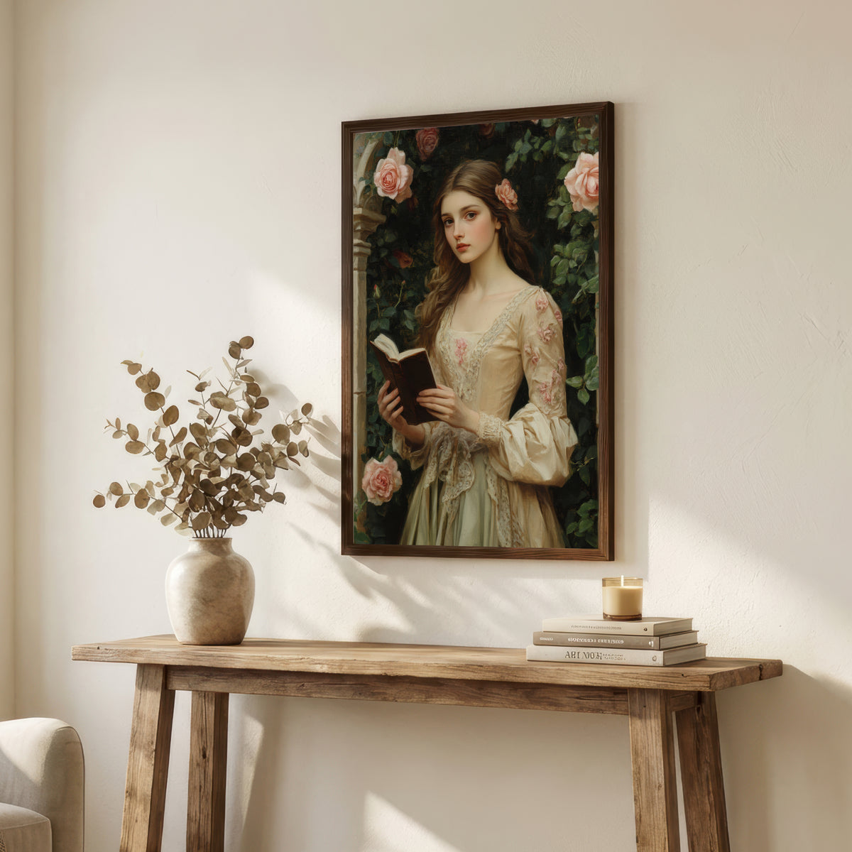 Romantic Woman Reading Art Print