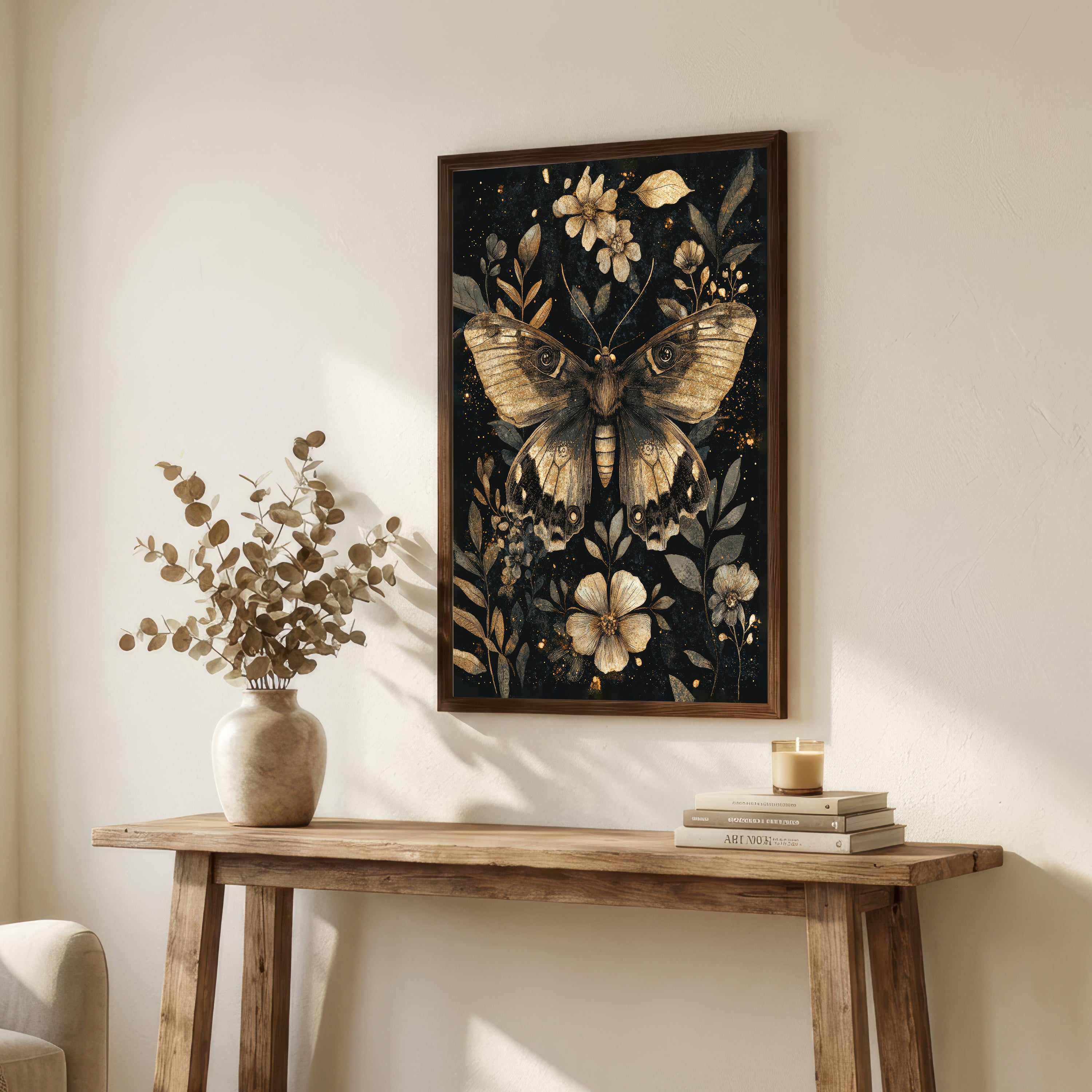 Moth and Floral Art Print