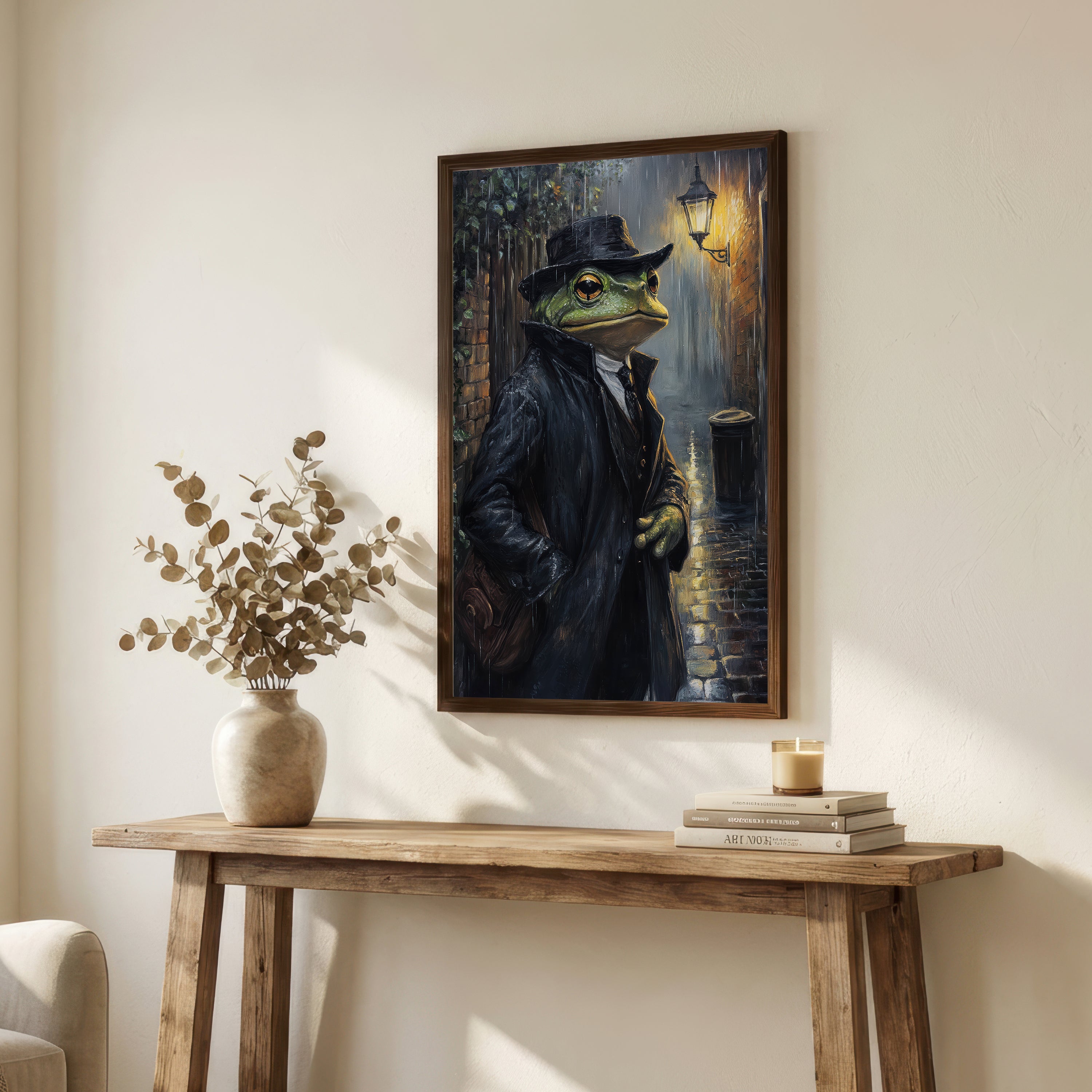 Dapper Frog Rainy Night Art Print