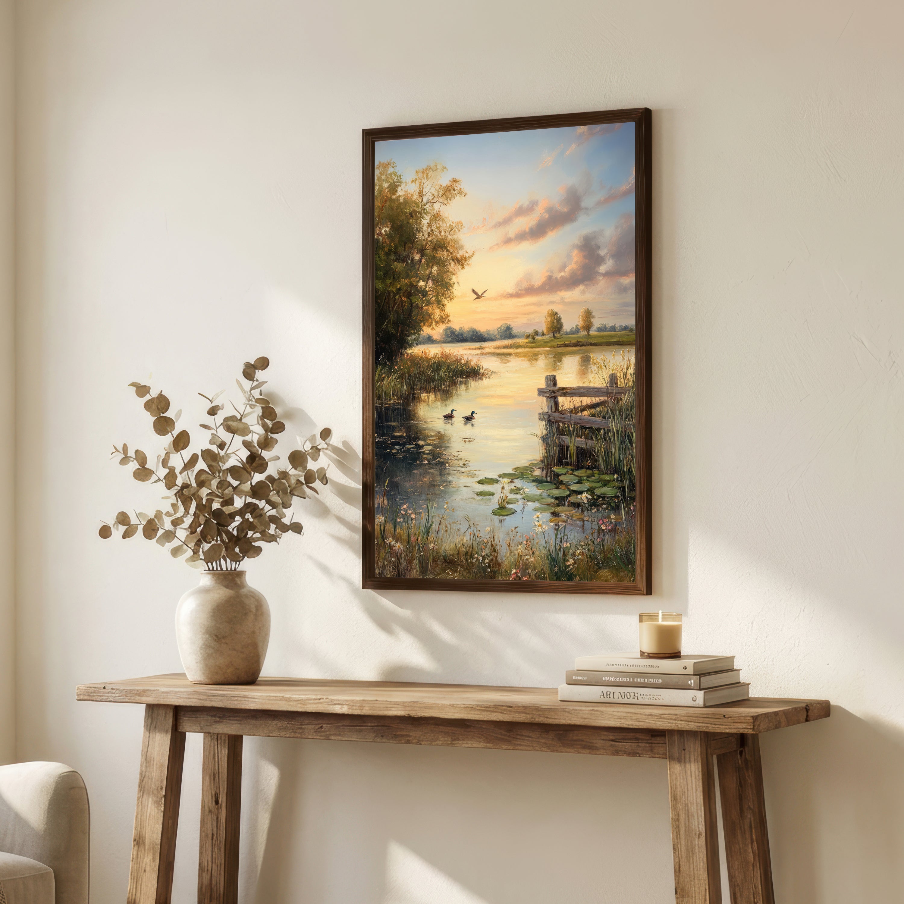 Golden Hour Duck Pond Art Print