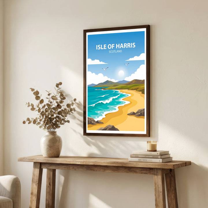 Isle of Harris Scotland Travel Poster: Coastal Landscape Wall Art