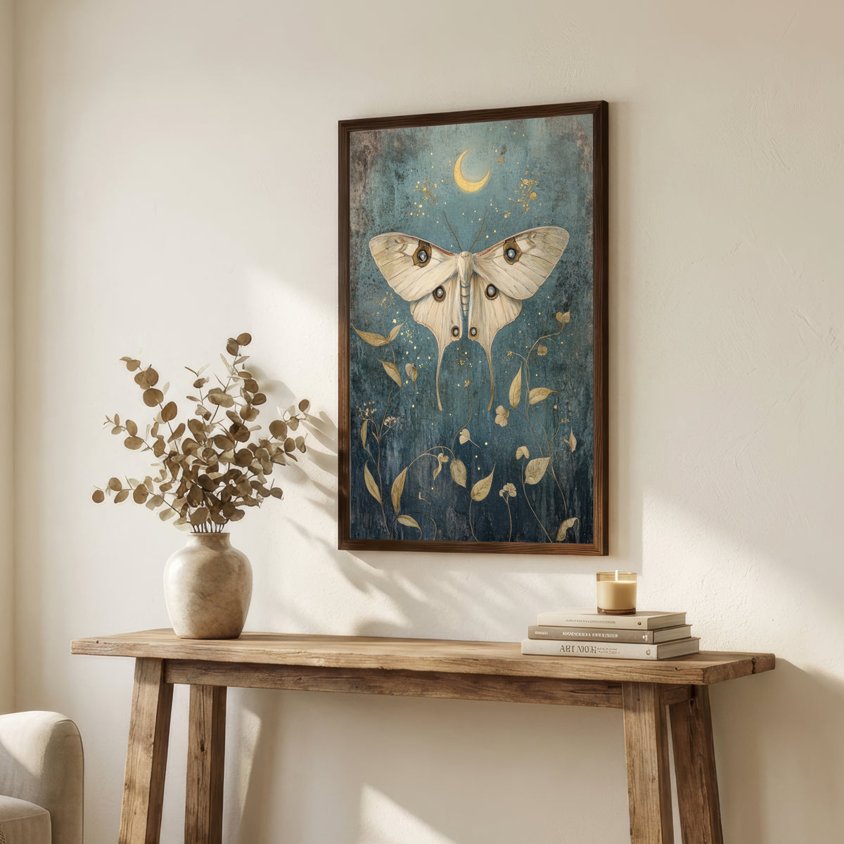 Moonlit Moth Botanical Art Print