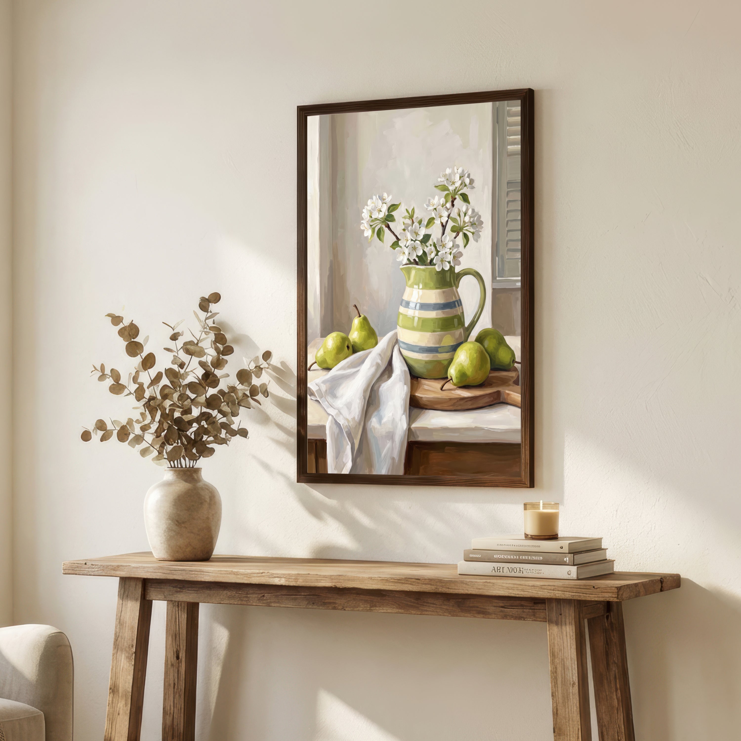 Pears and Blossoms Still Life Art Print