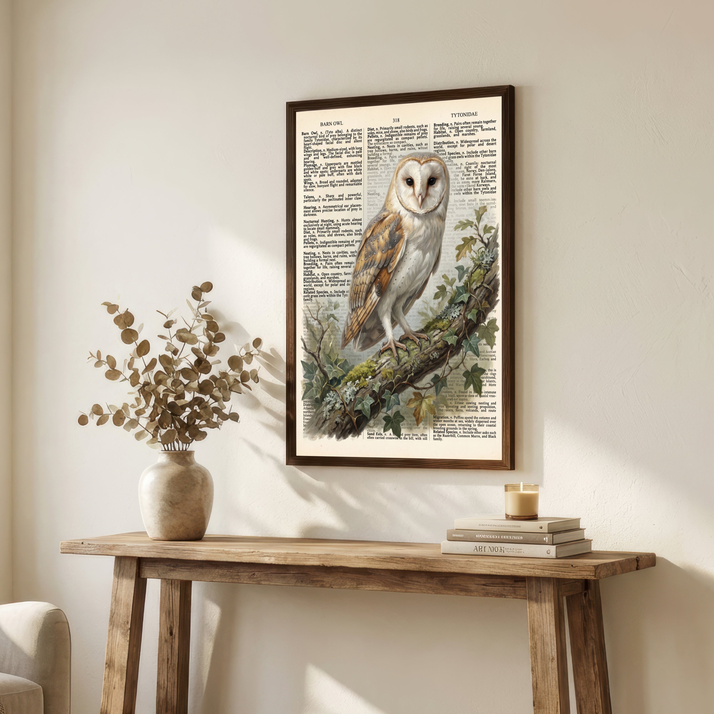 Barn Owl Vintage Dictionary Art Print