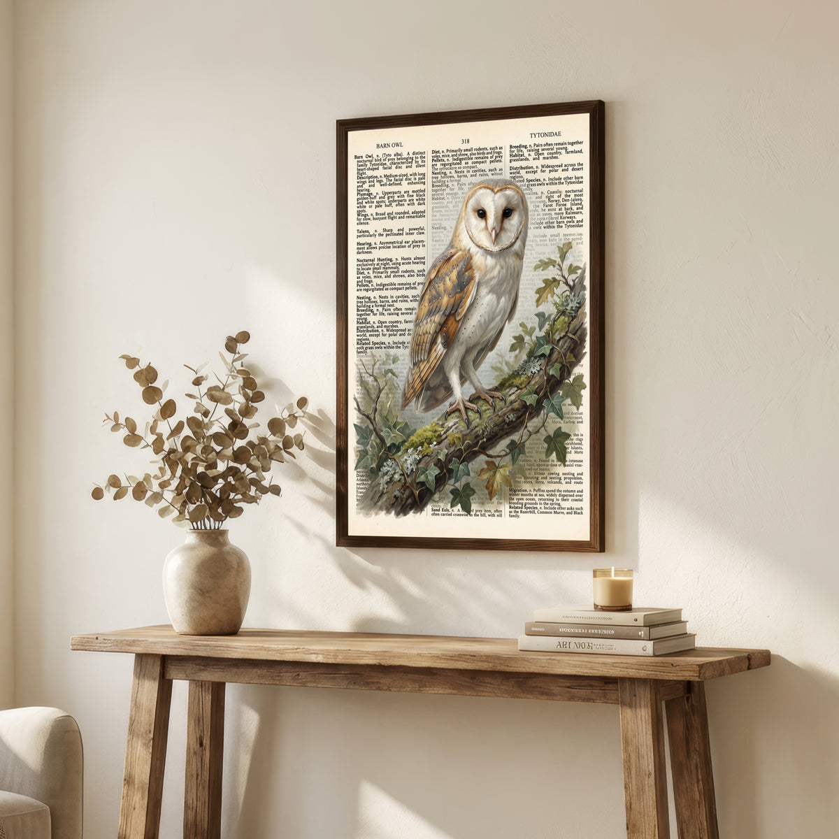 Barn Owl Vintage Dictionary Art Print