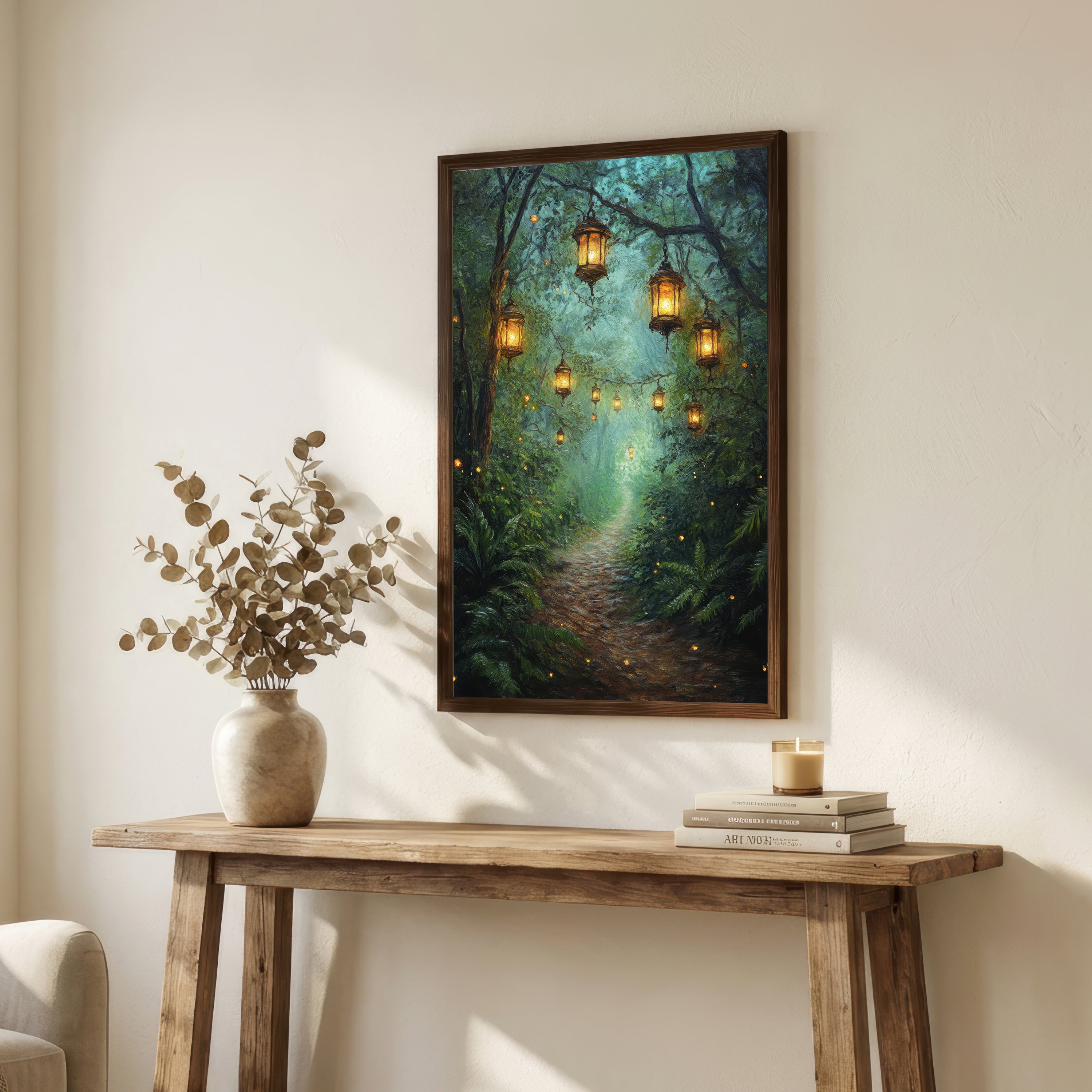 Enchanted Forest Lanterns Art Print