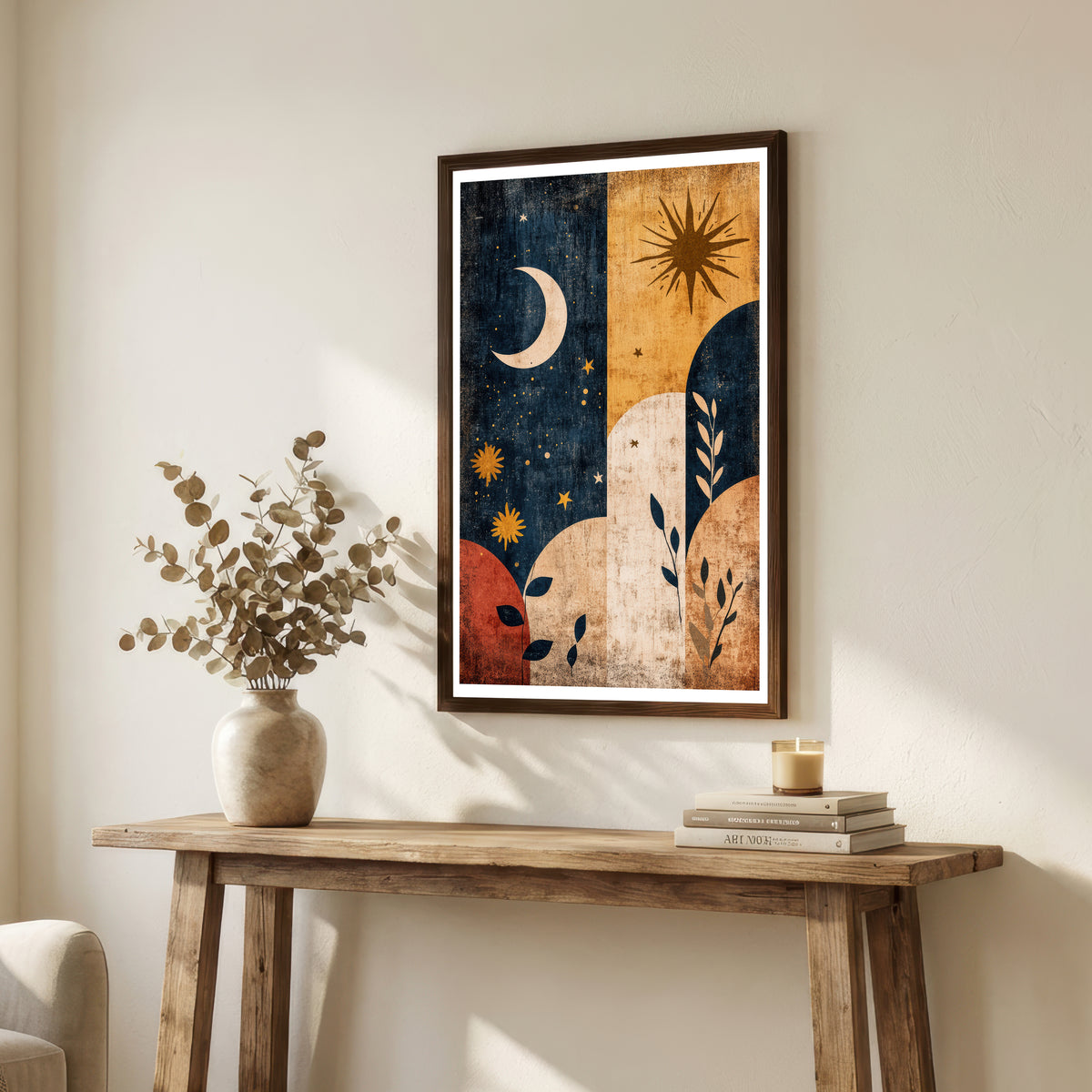 Celestial Moon and Sun Art Print