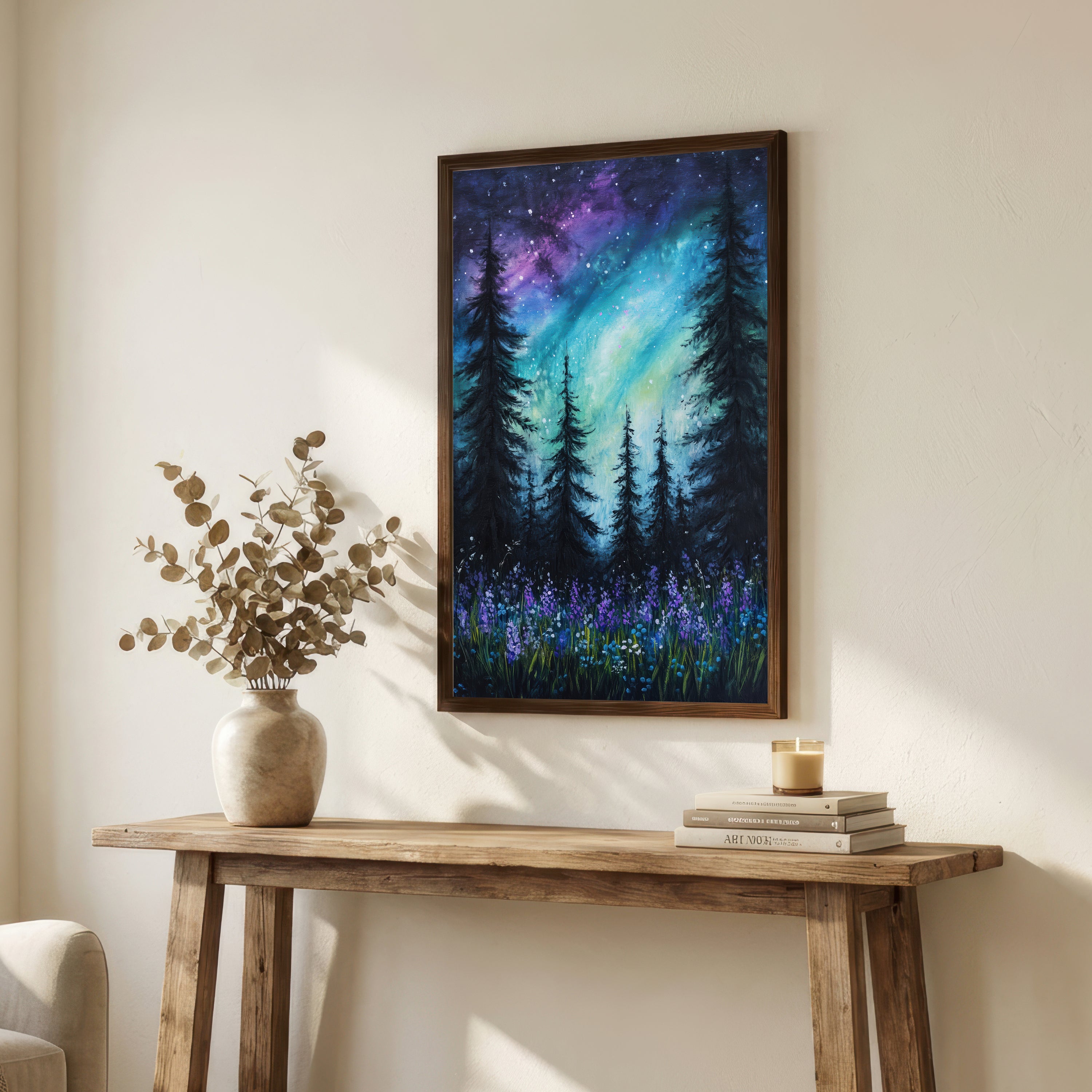Starry Evergreen Forest Art Print