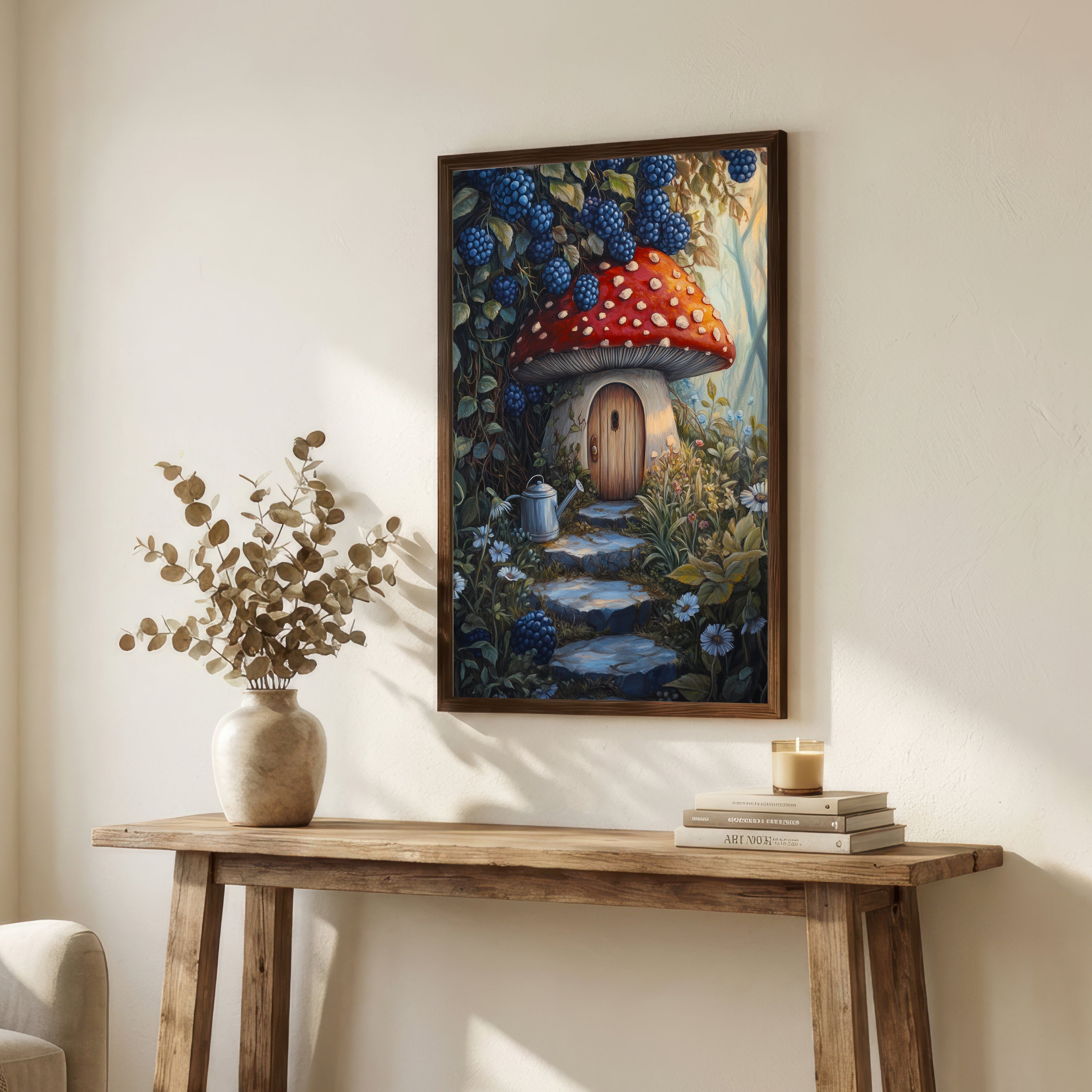 Enchanted Mushroom Cottage Art Print