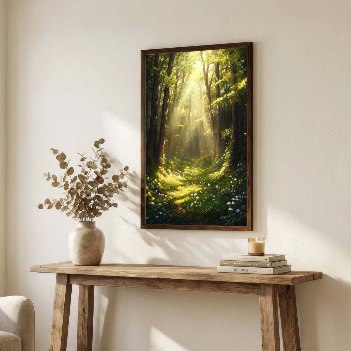 Sunlit Forest Woodland Art Print
