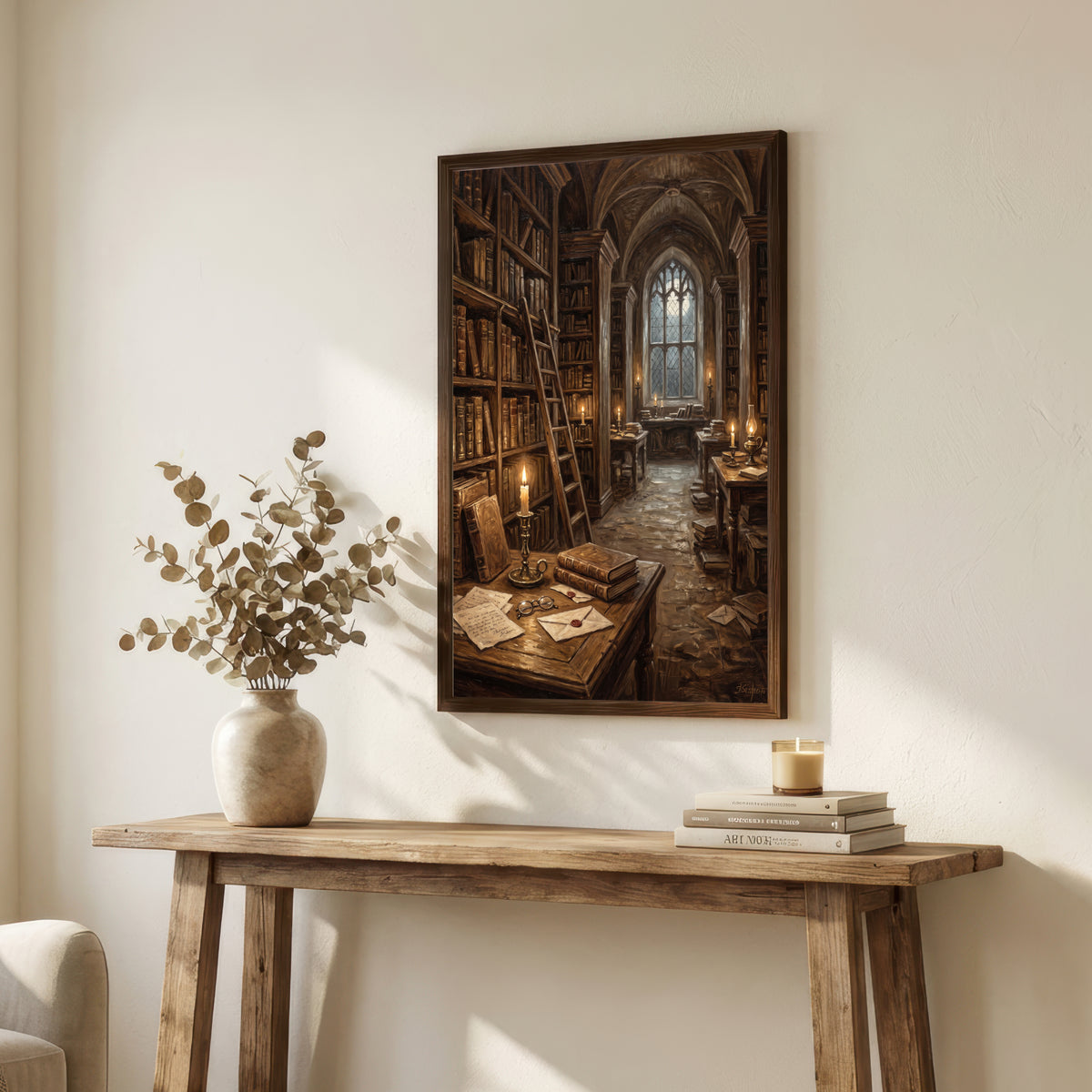 Gothic Library Dark Academia Art Print