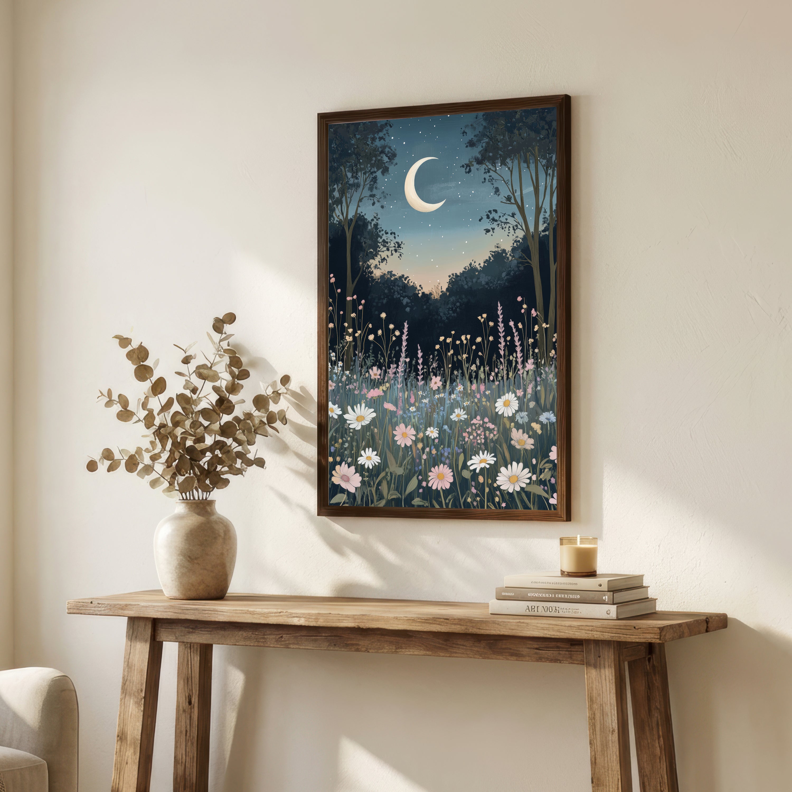 Moonlit Wildflower Meadow Art Print