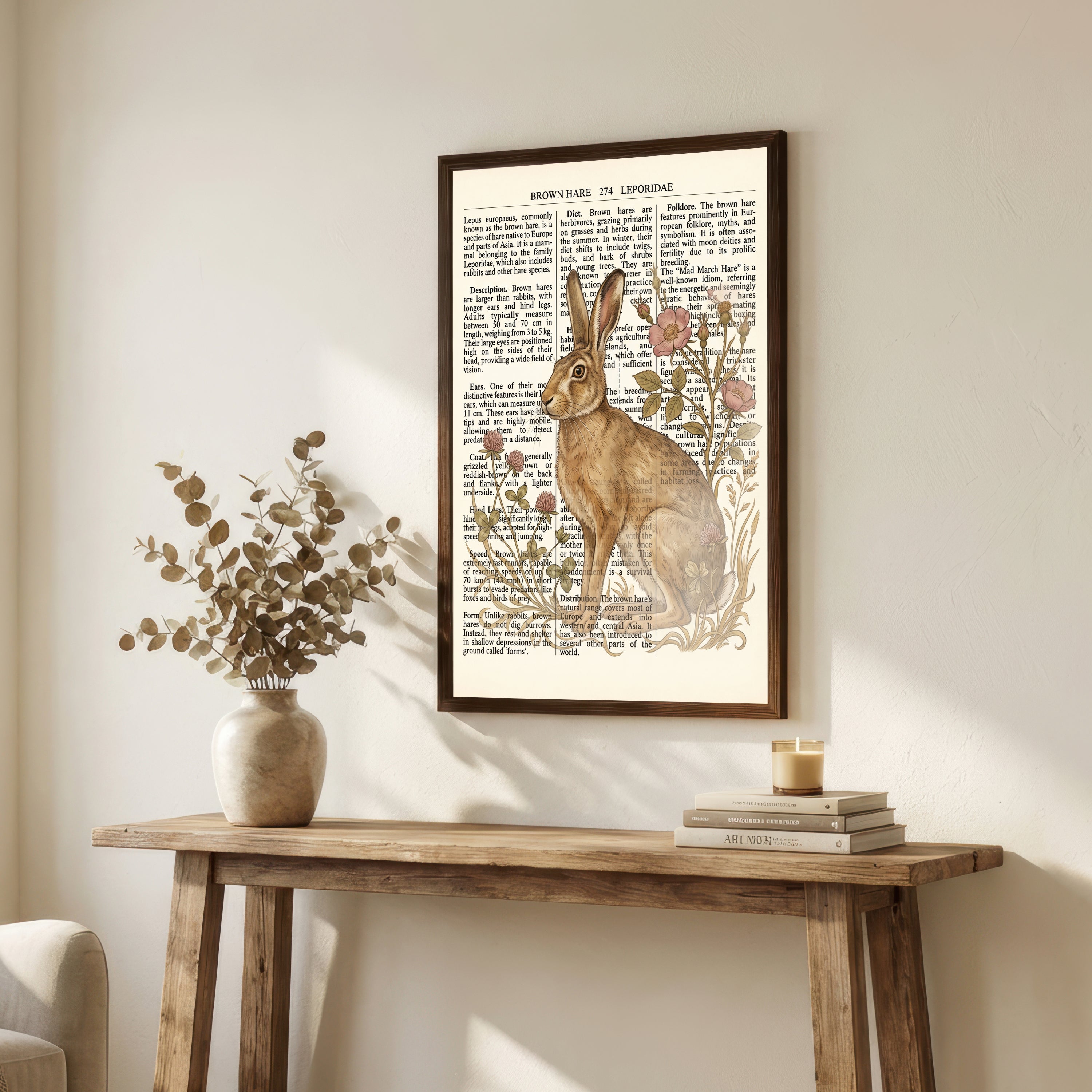 Brown Hare Botanical Art Print