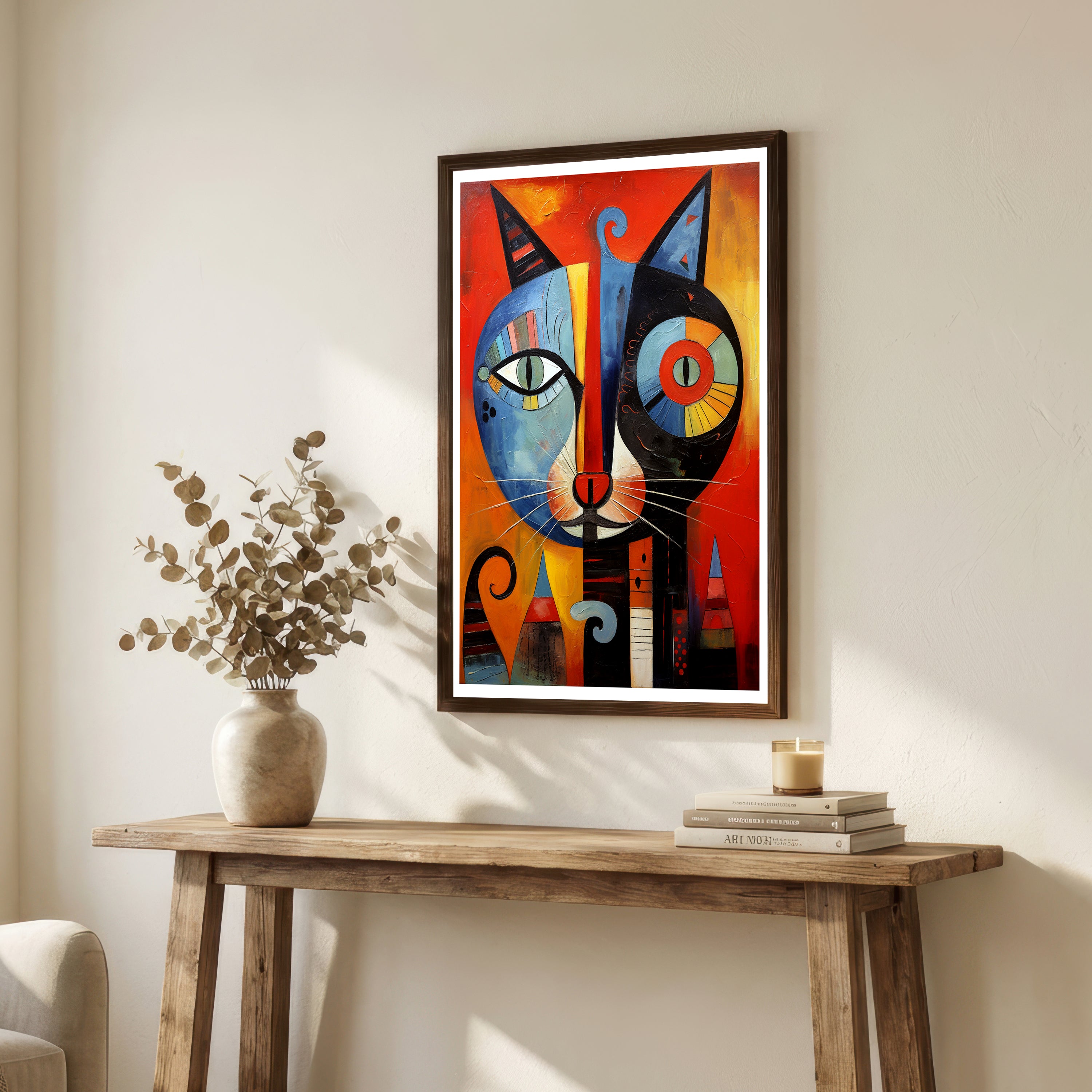 Abstract Two Cats Art Print