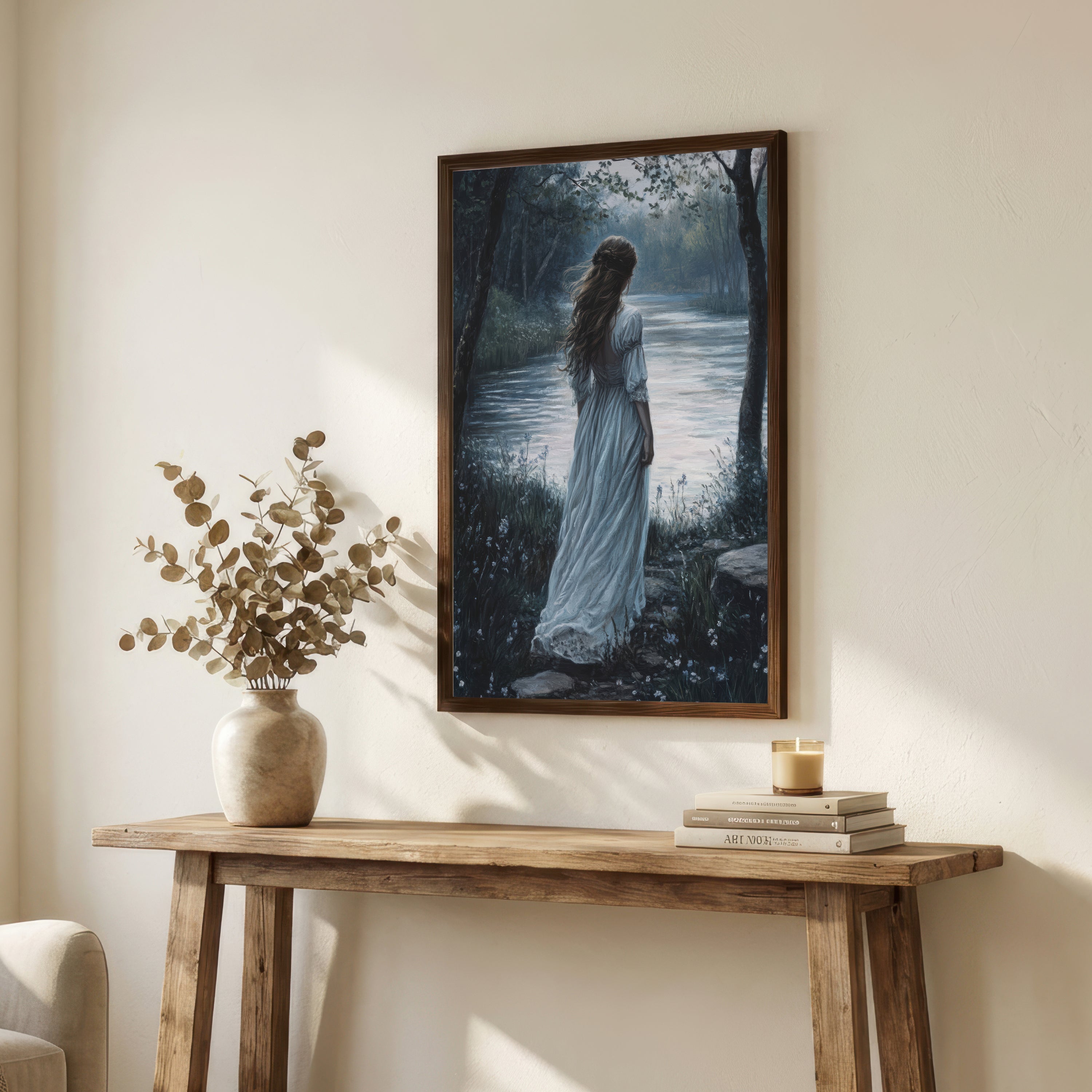 Woman by the River Art Print