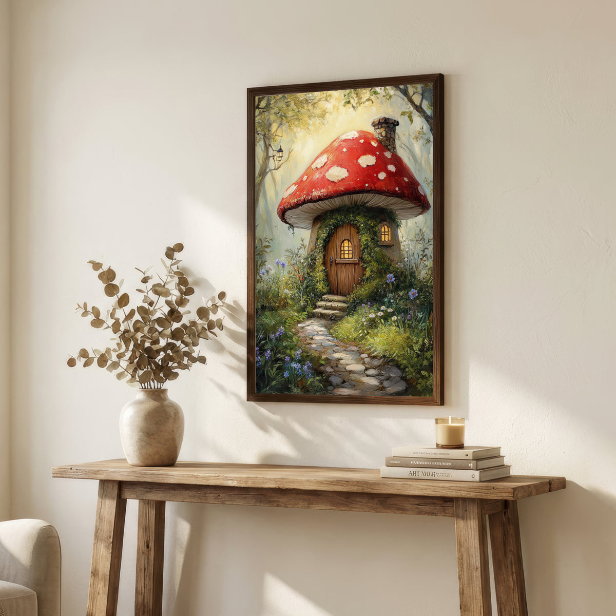 Enchanted Mushroom Cottage Art Print