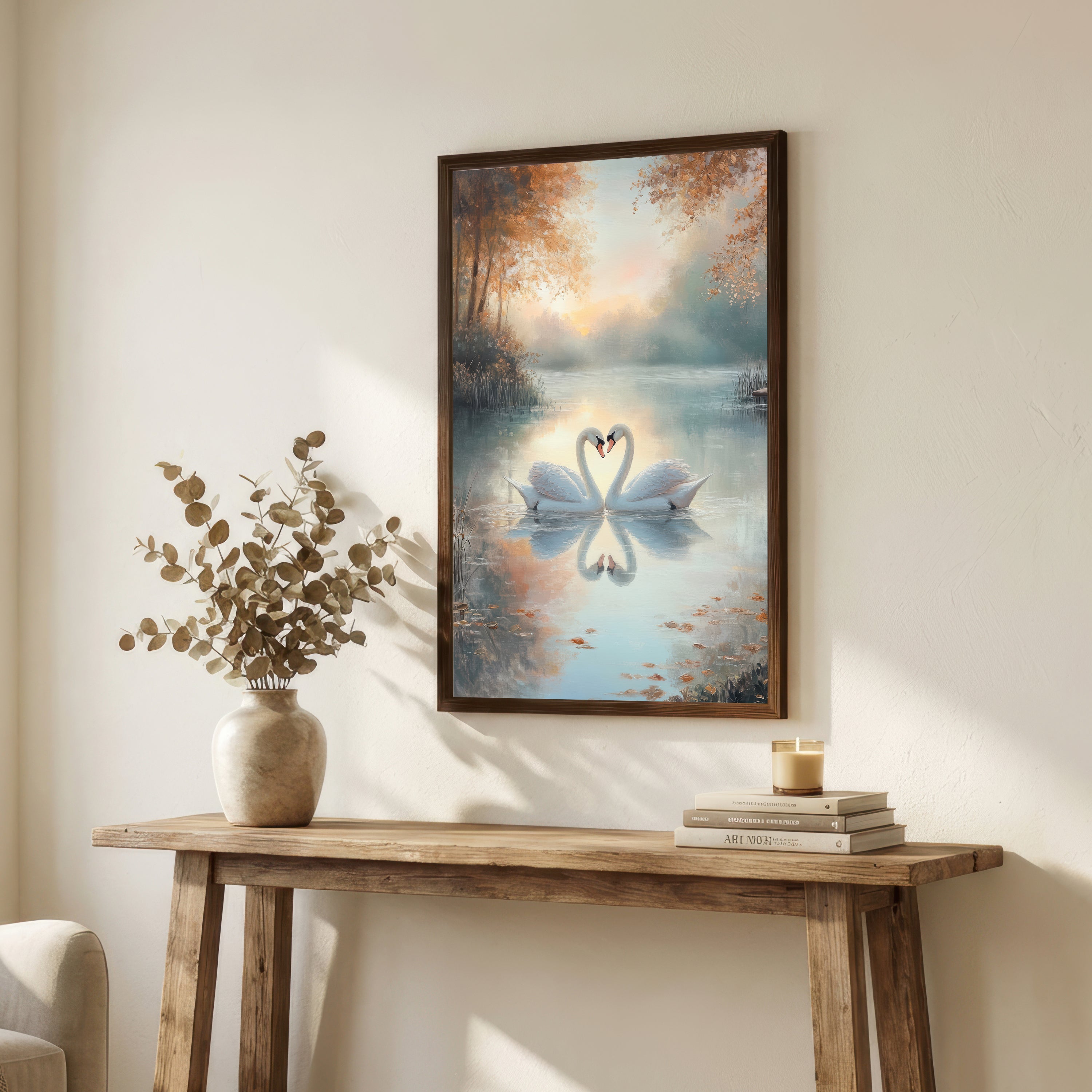 Romantic Swan Lake Art Print
