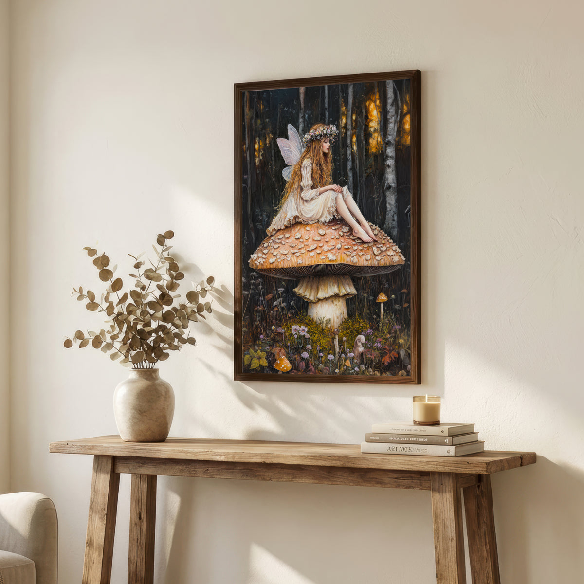 Fairy on Mushroom Forest Art Print