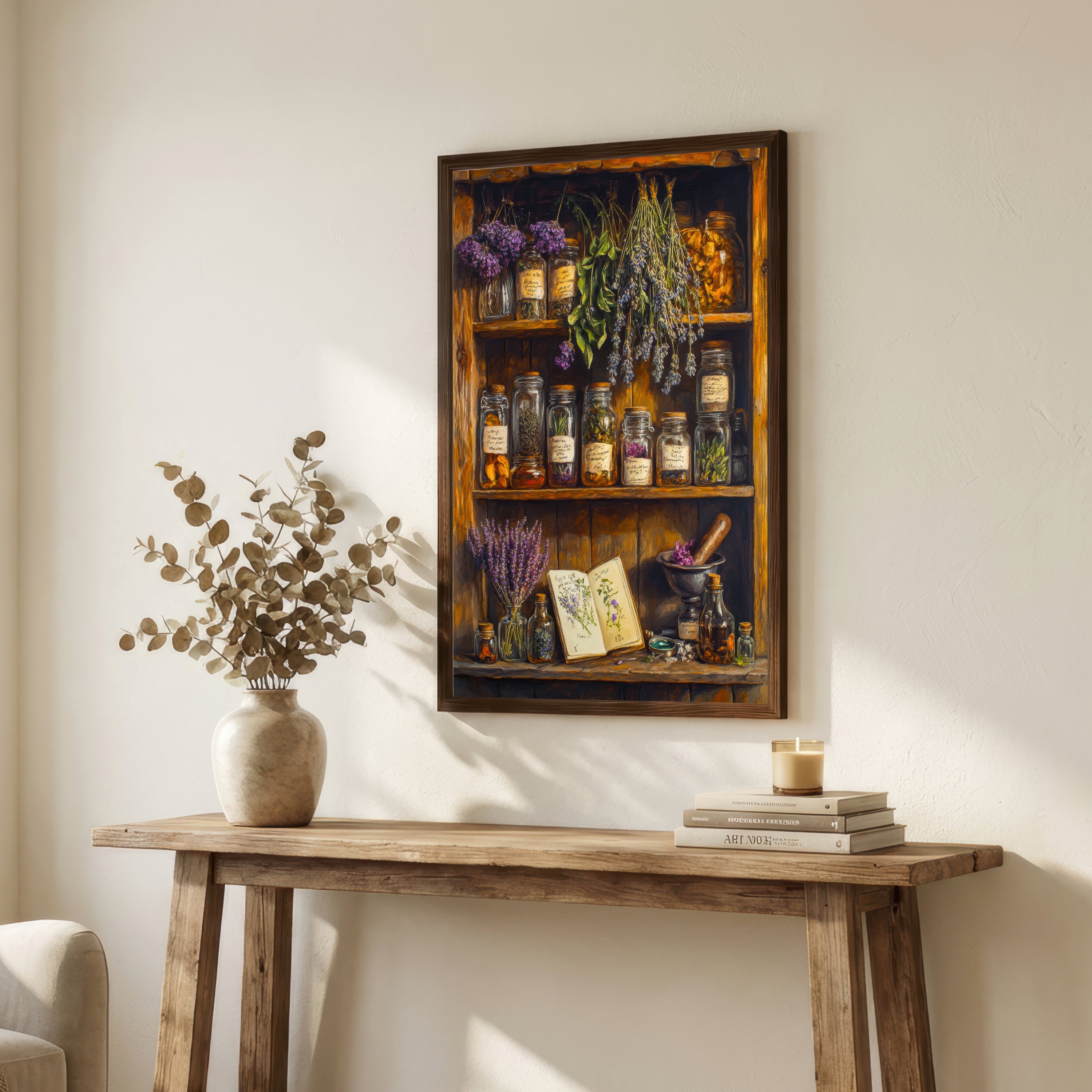 Vintage Apothecary Herb Shelf Art Print