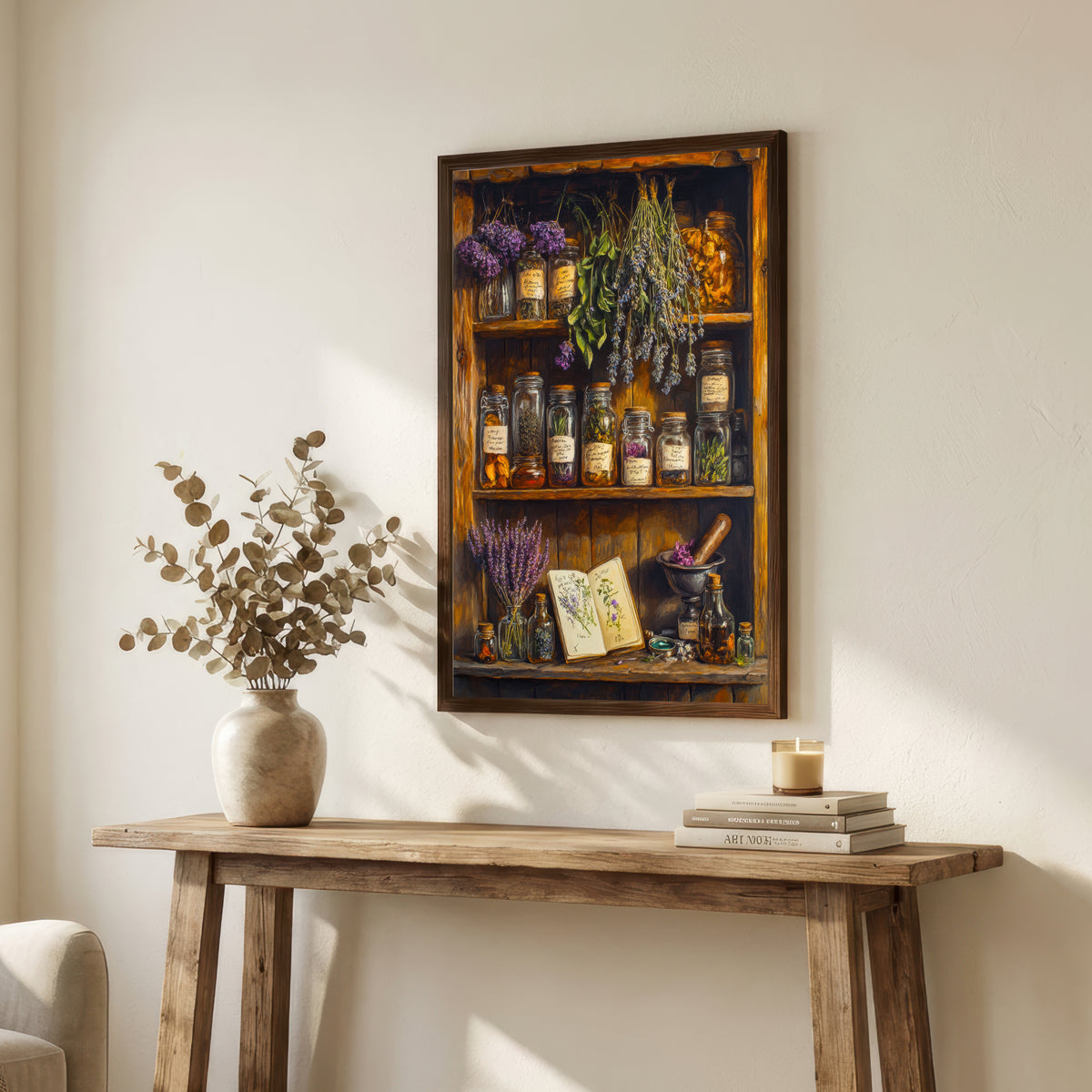Vintage Apothecary Herb Shelf Art Print