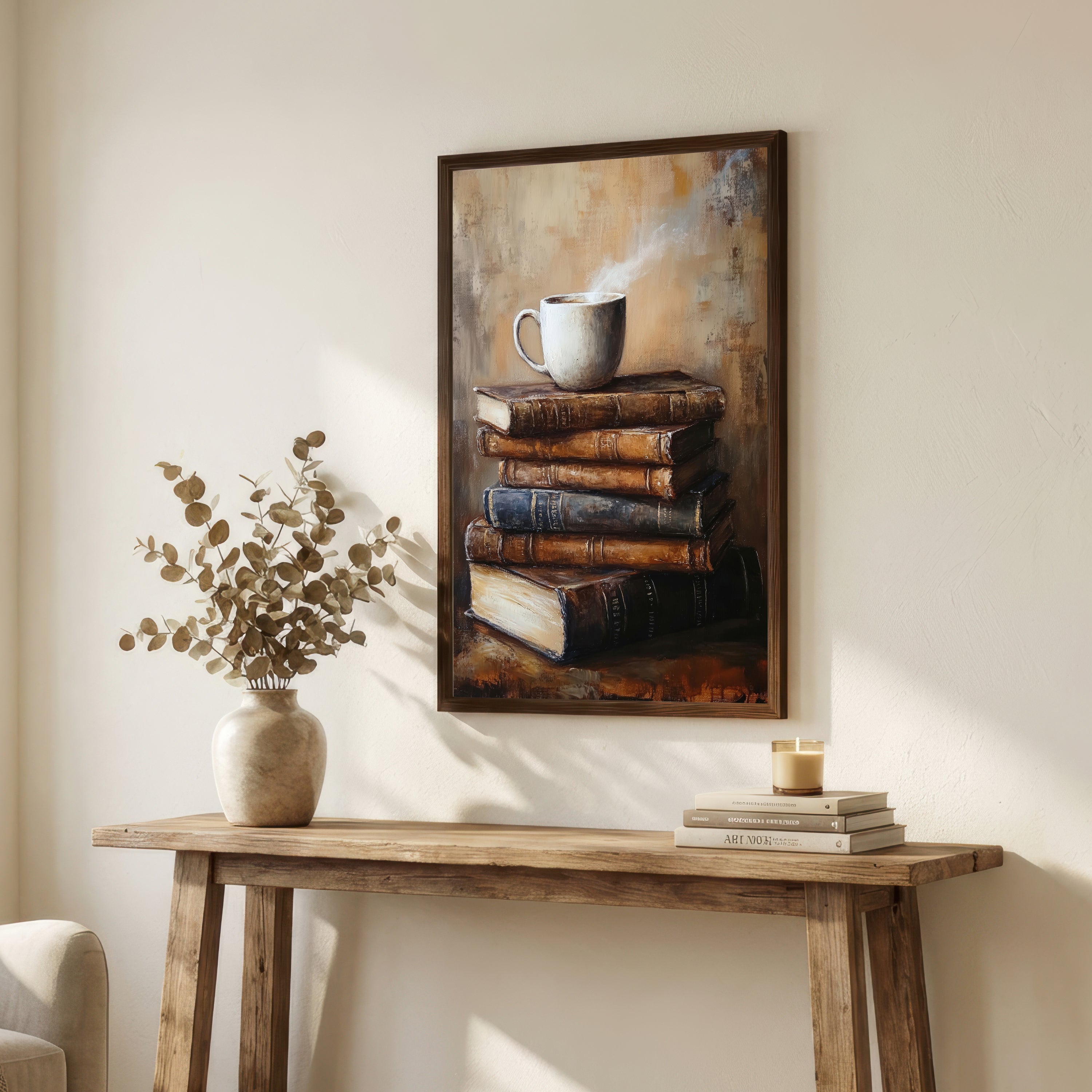 Coffee Cup on Books Art Print