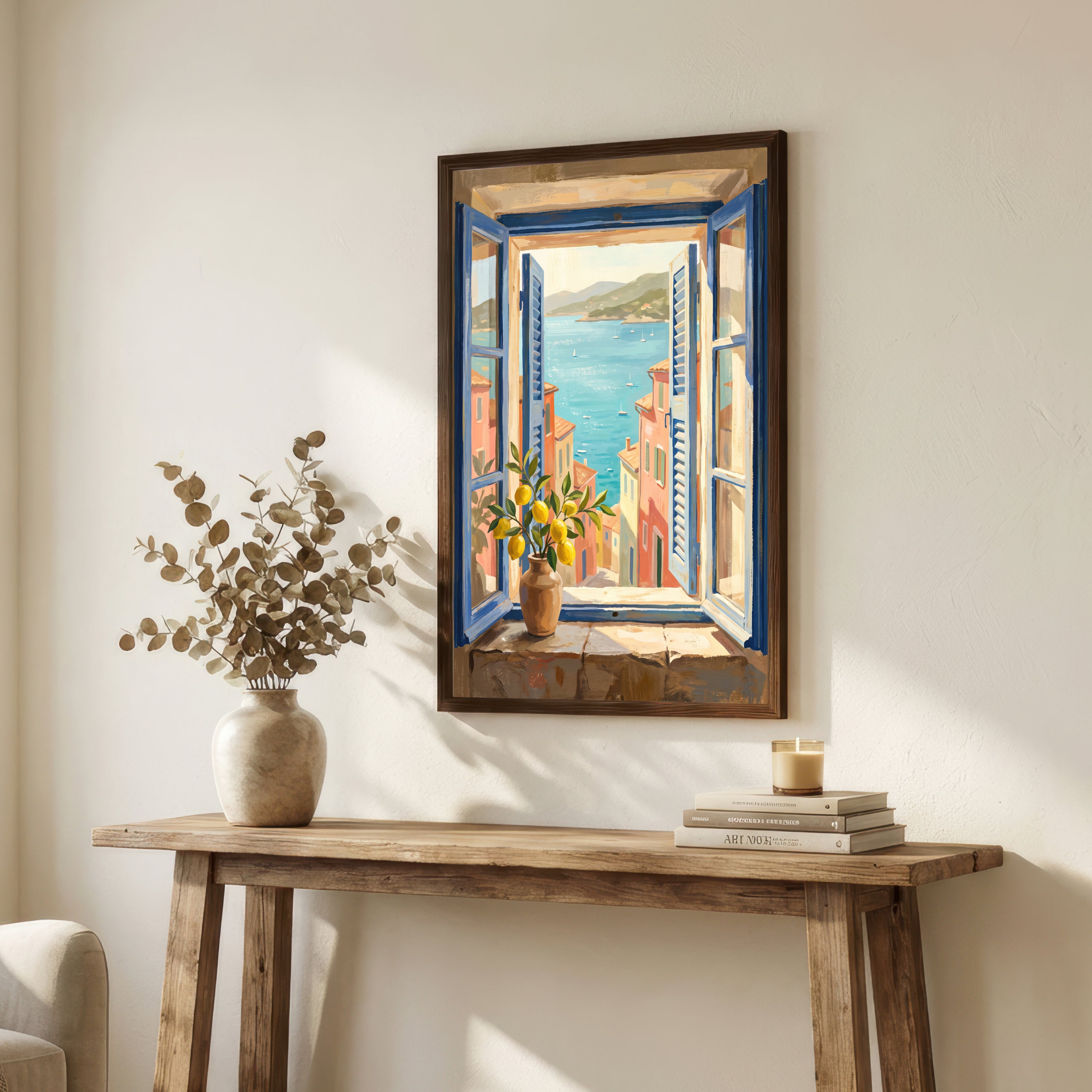 Mediterranean Window Sea View Art Print