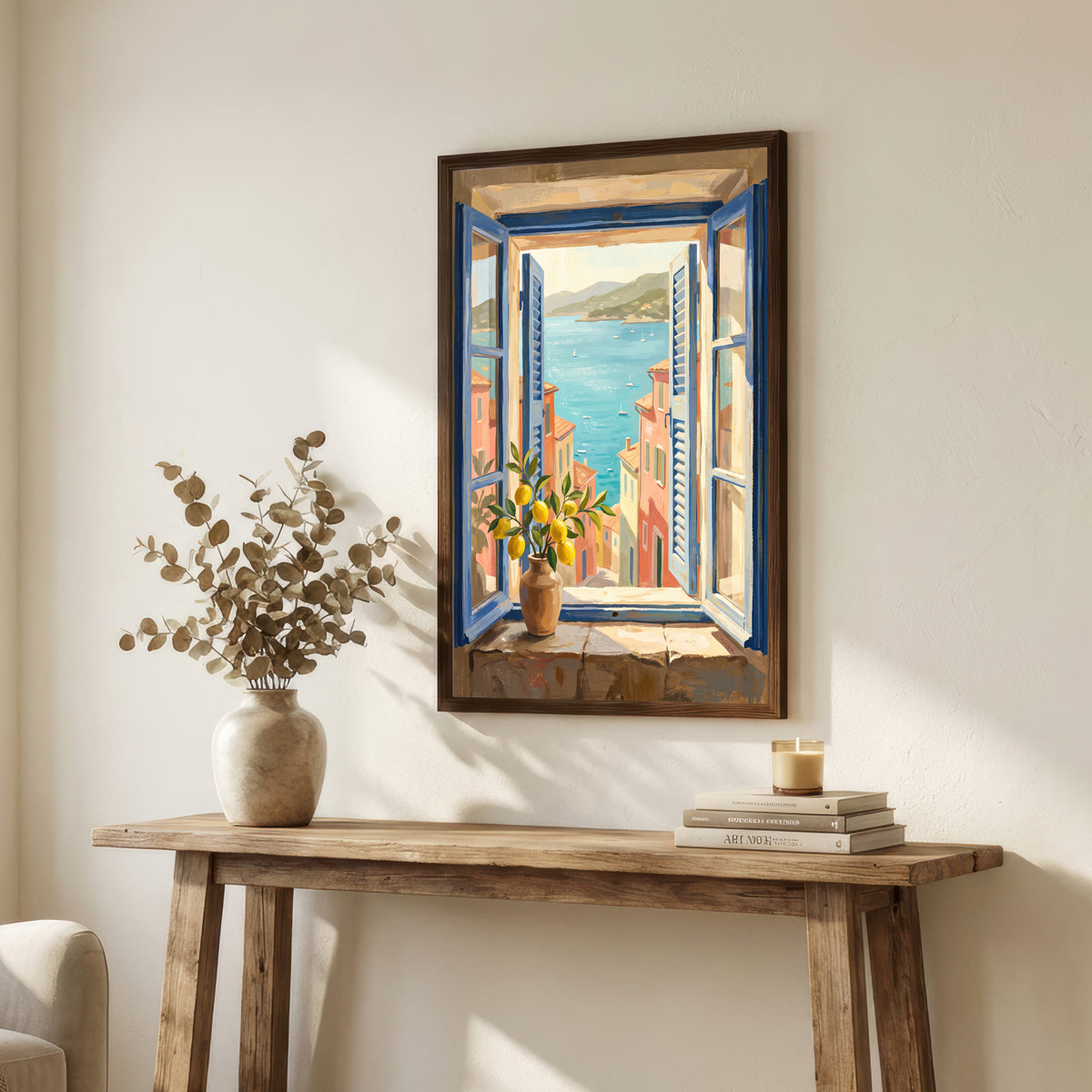 Mediterranean Window Sea View Art Print