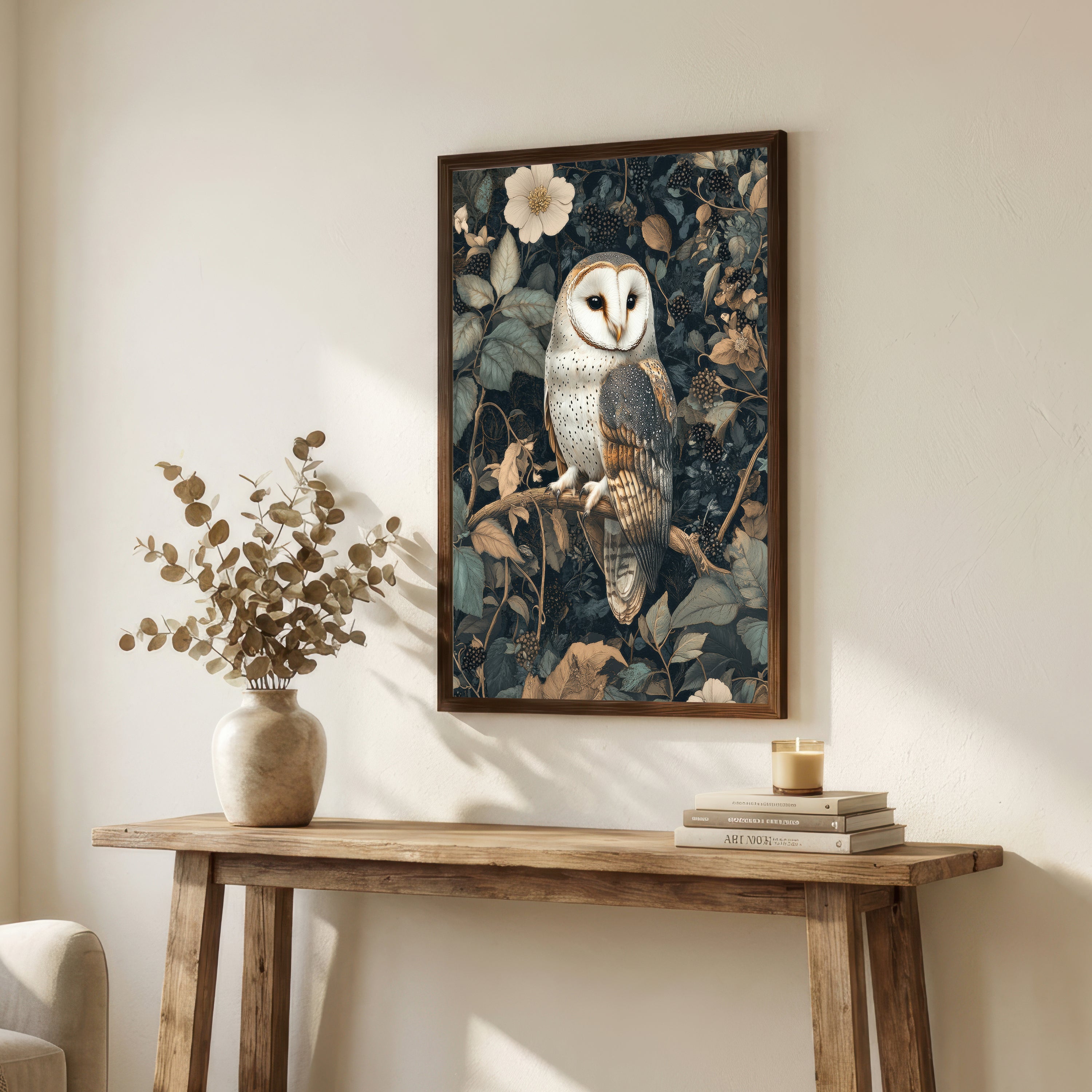 Barn Owl Botanical Art Print