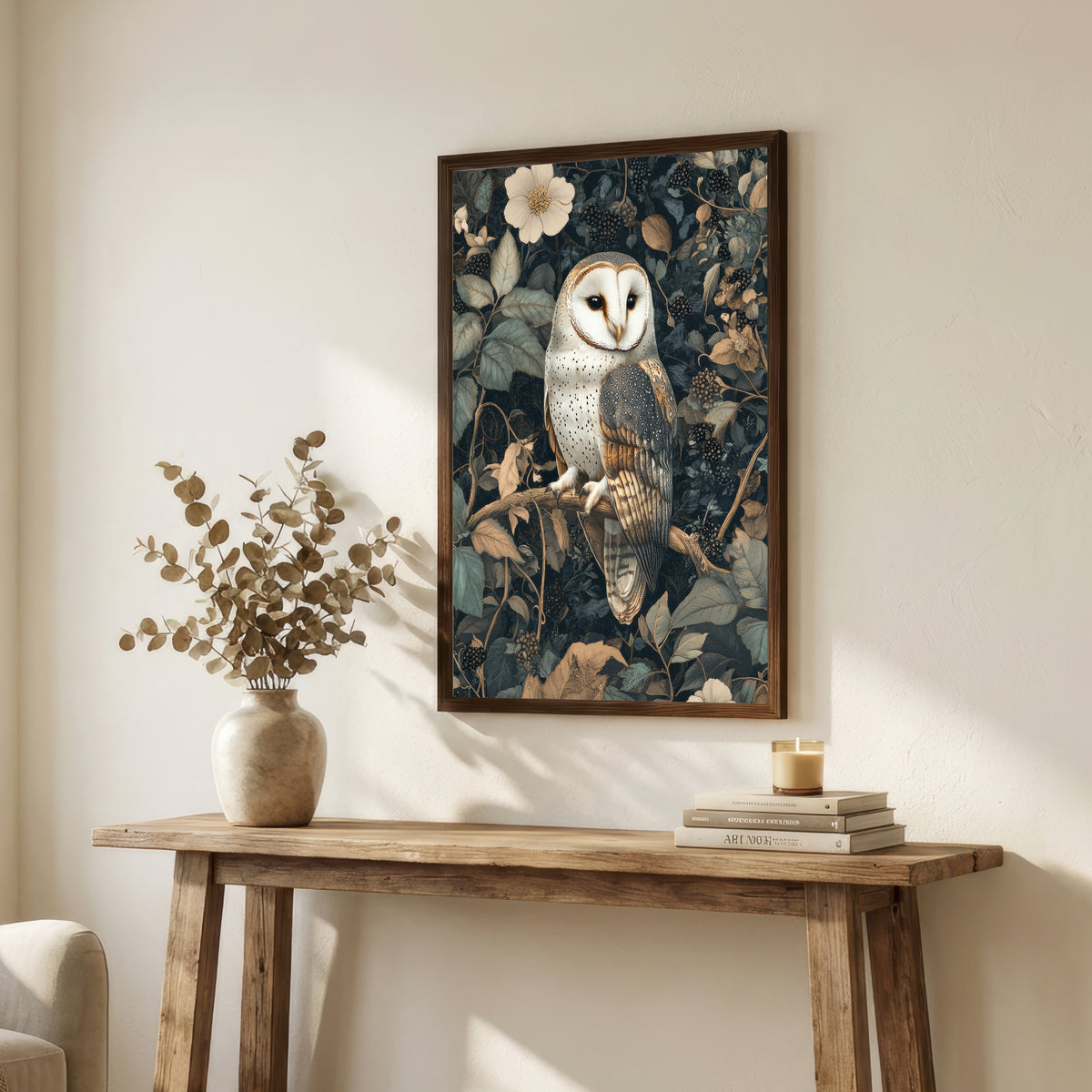 Barn Owl Botanical Art Print
