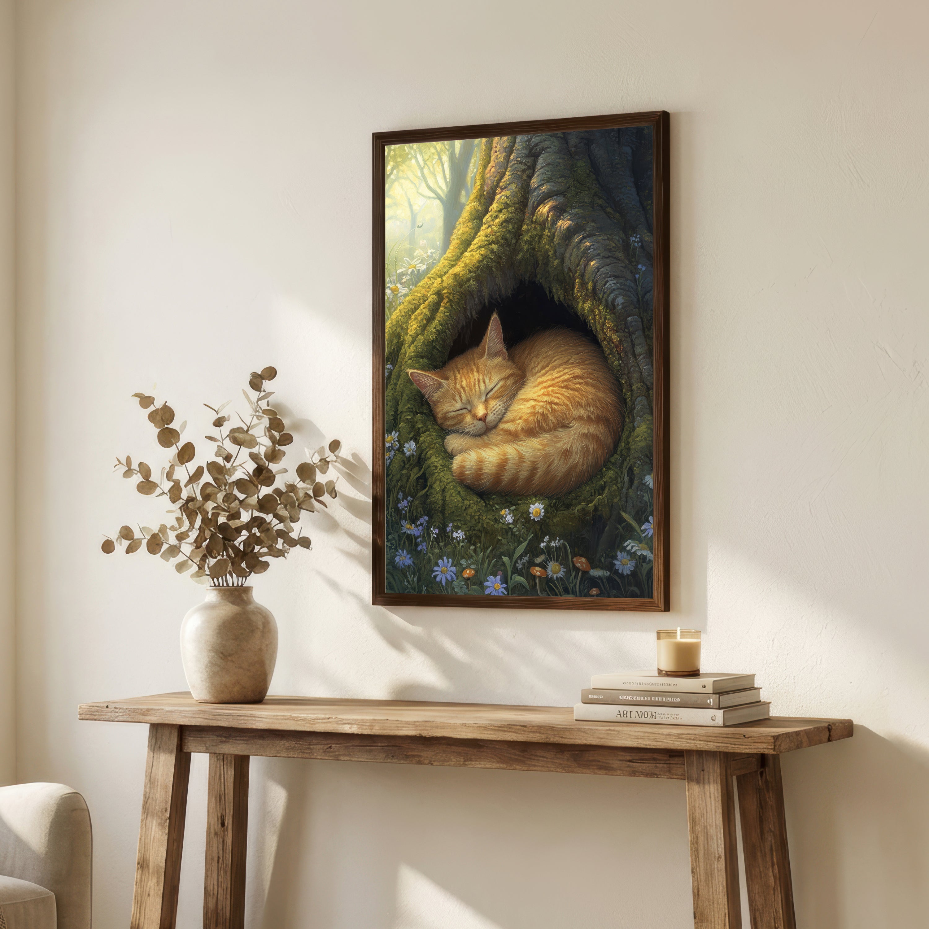 Sleeping Cat Woodland Art Print