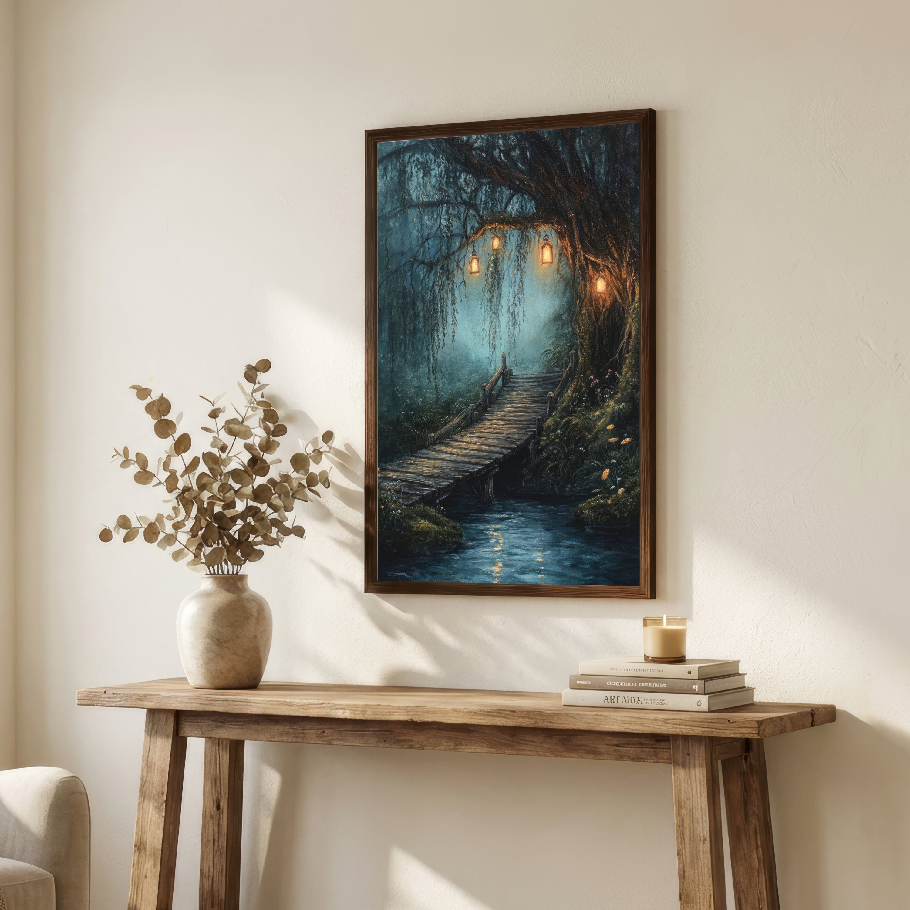 Enchanted Woodland Bridge Art Print