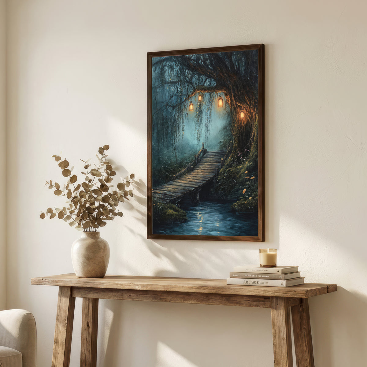 Enchanted Woodland Bridge Art Print