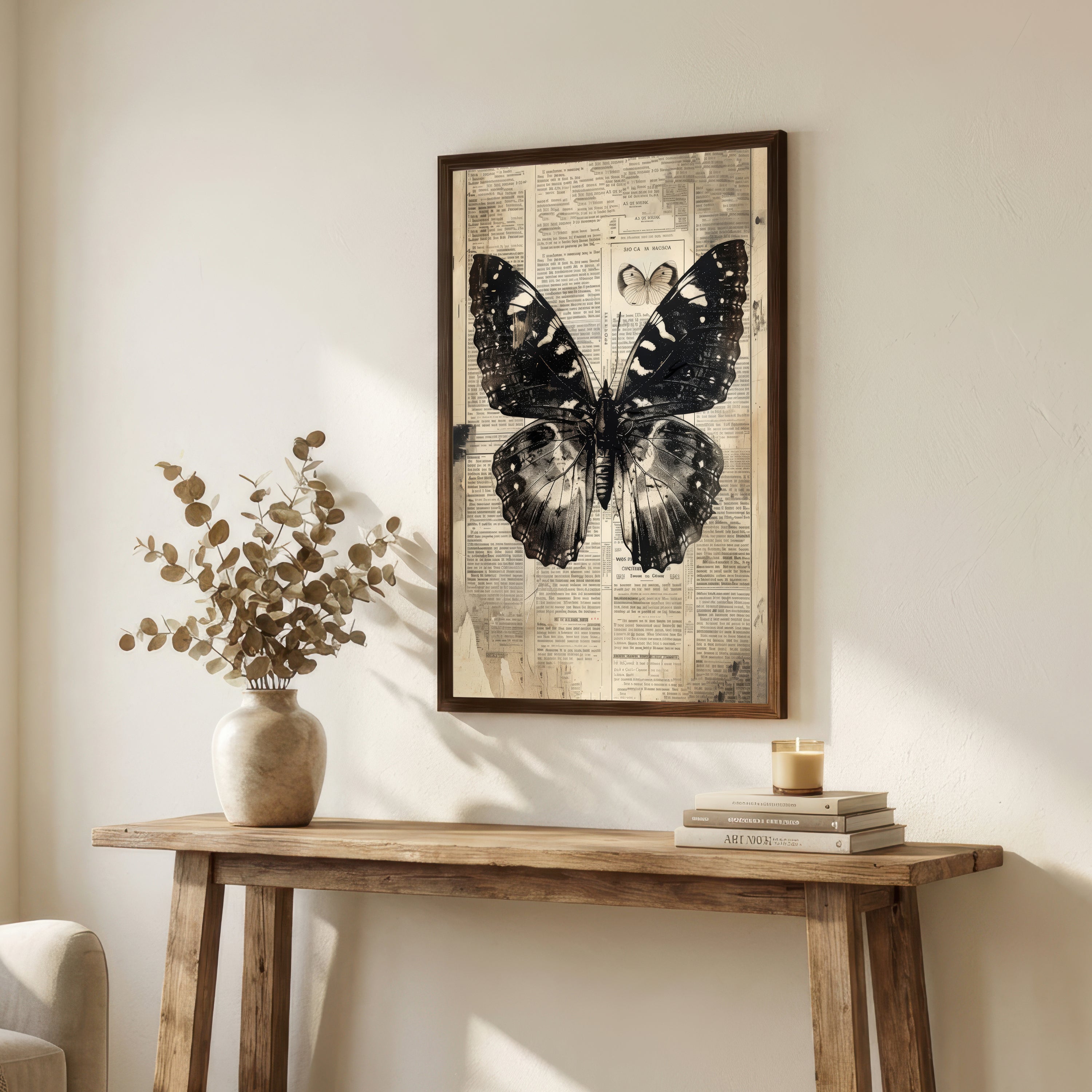 Black Butterfly Vintage Art Print