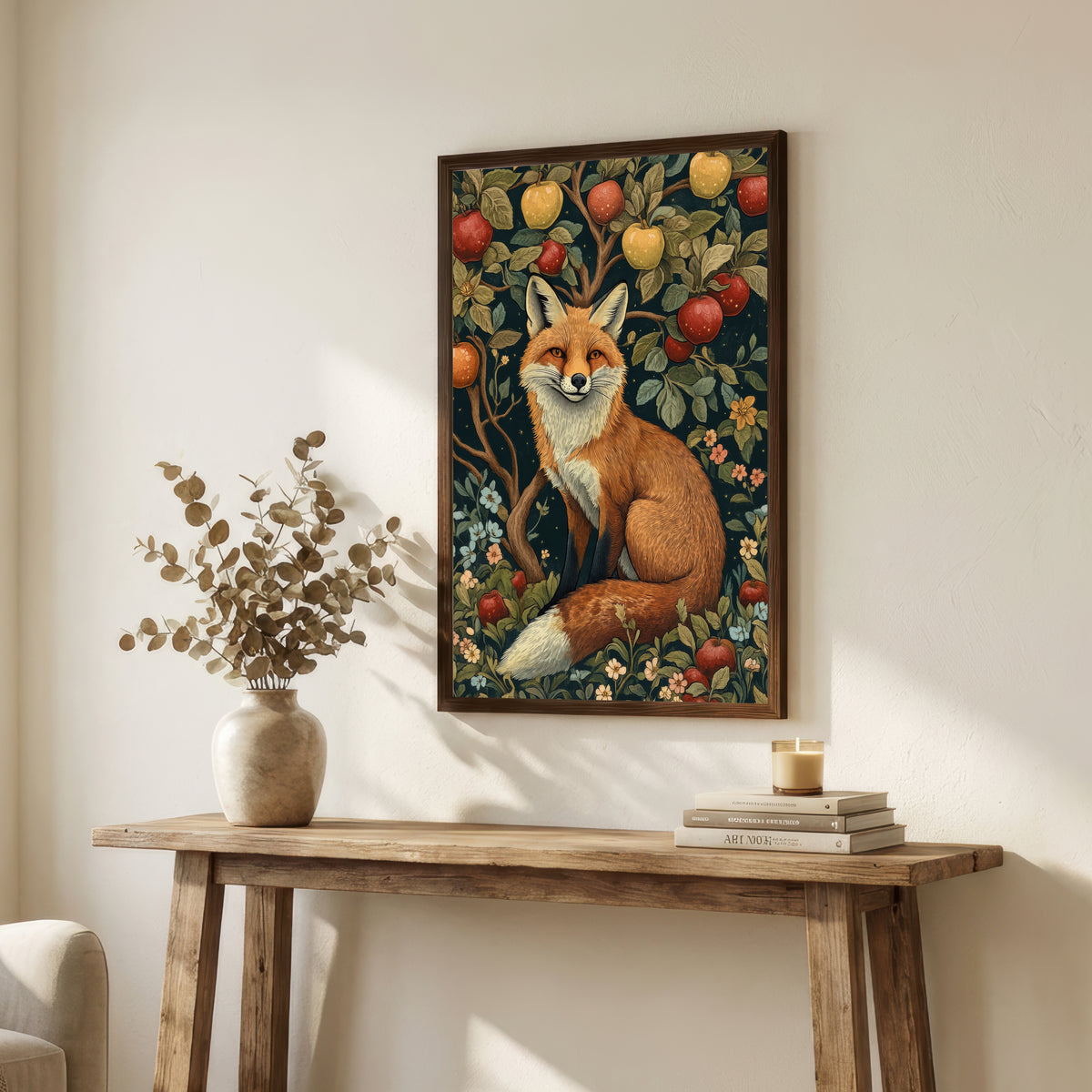 Woodland Fox Apple Tree Art Print