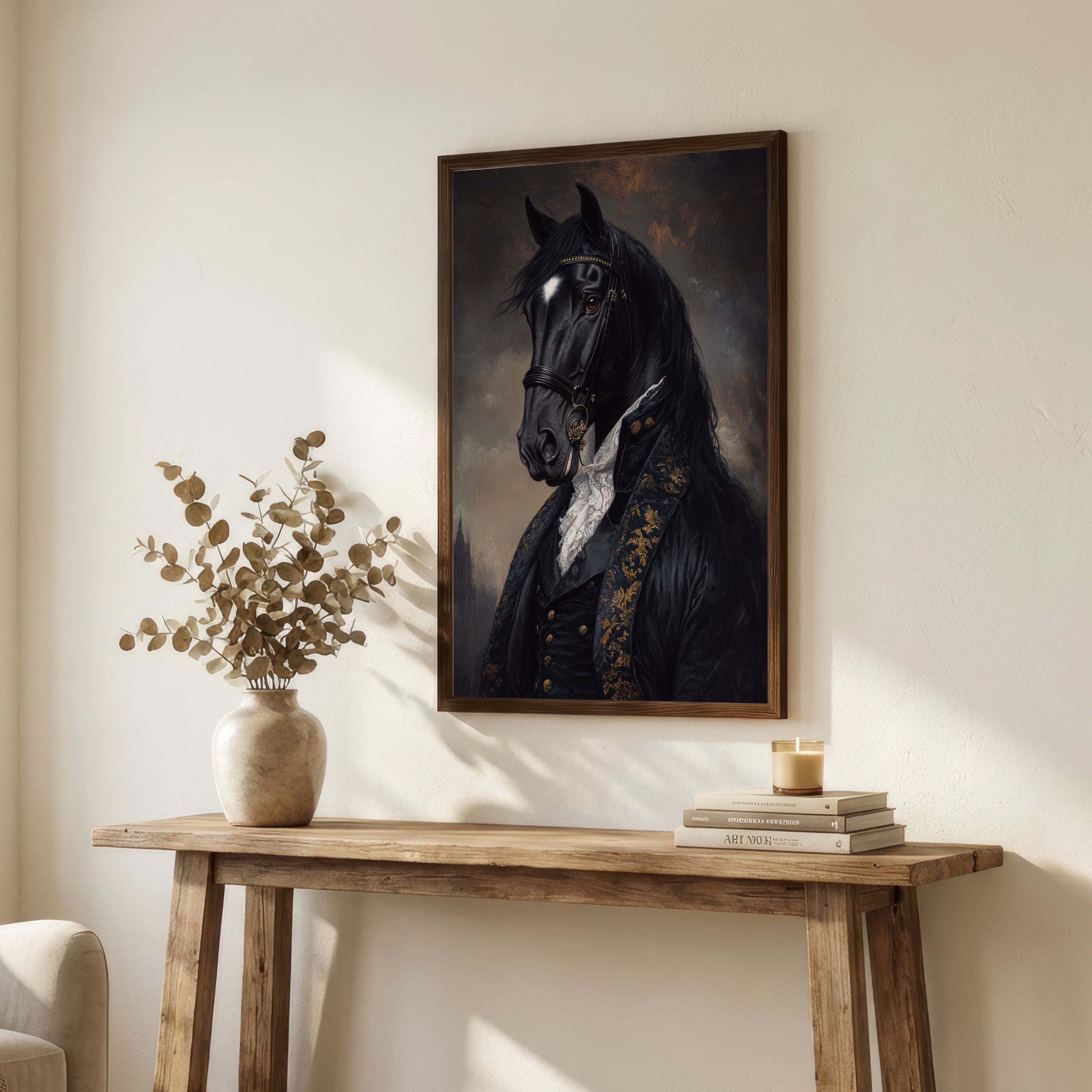Gothic Black Horse Portrait Art Print