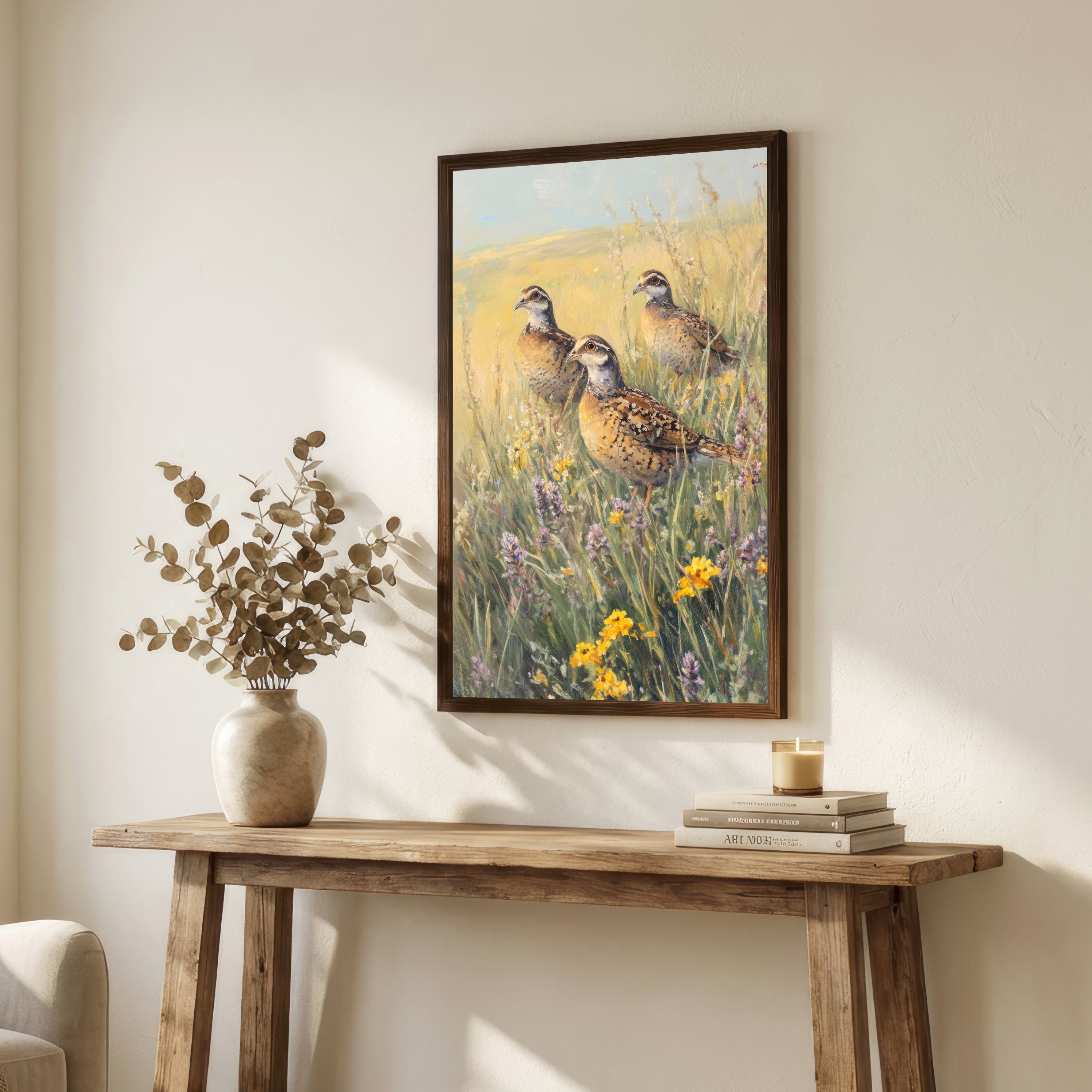 Partridges in Meadow Art Print