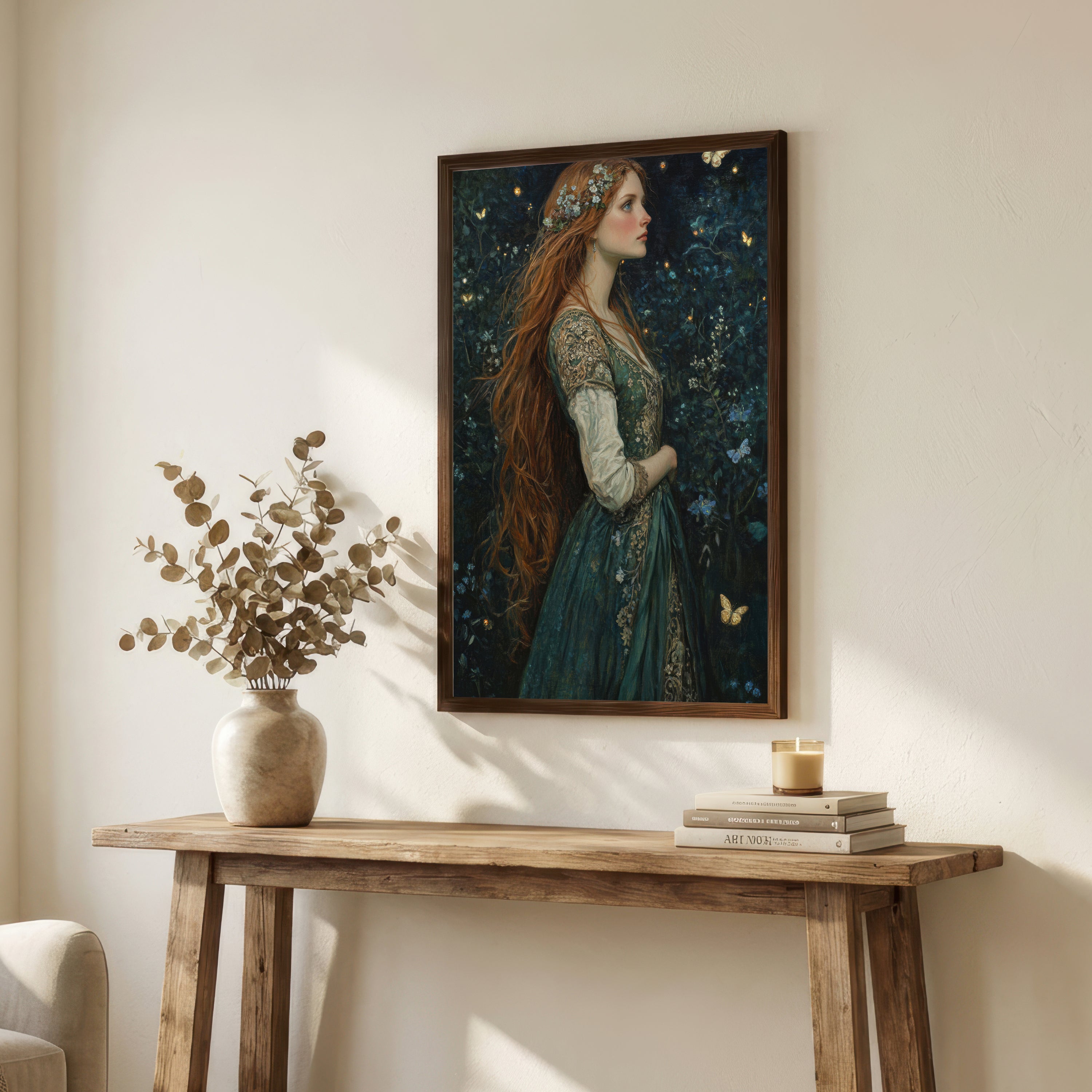 Pre-Raphaelite Enchanted Forest Woman Art Print
