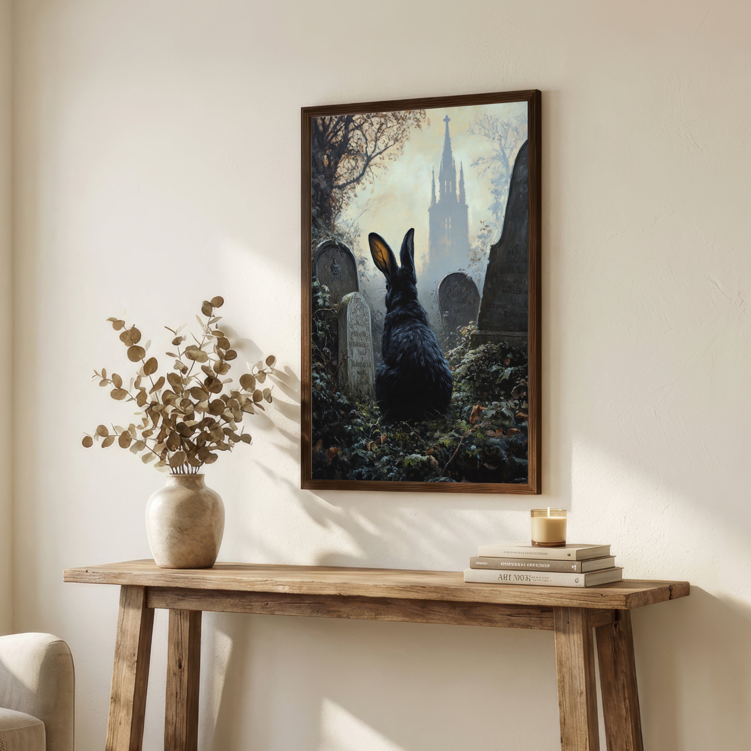 Black Rabbit Gothic Art Print