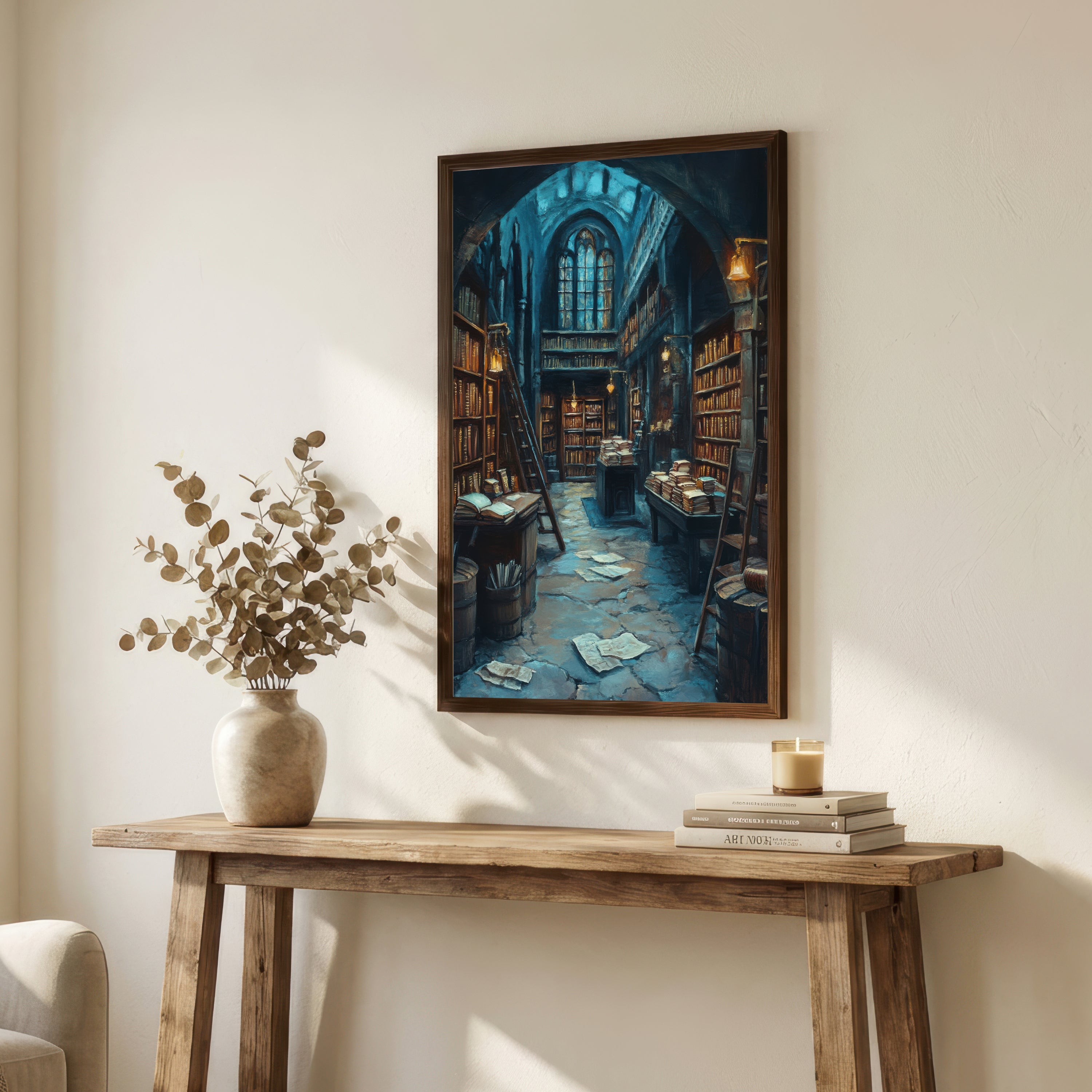 Gothic Library Interior Art Print