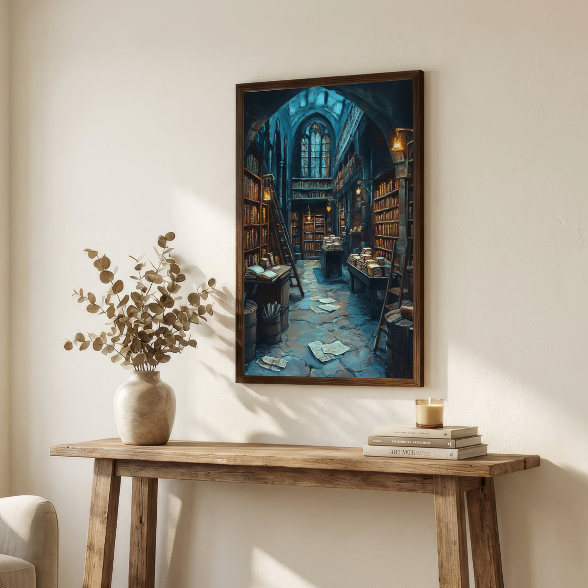 Gothic Library Interior Art Print