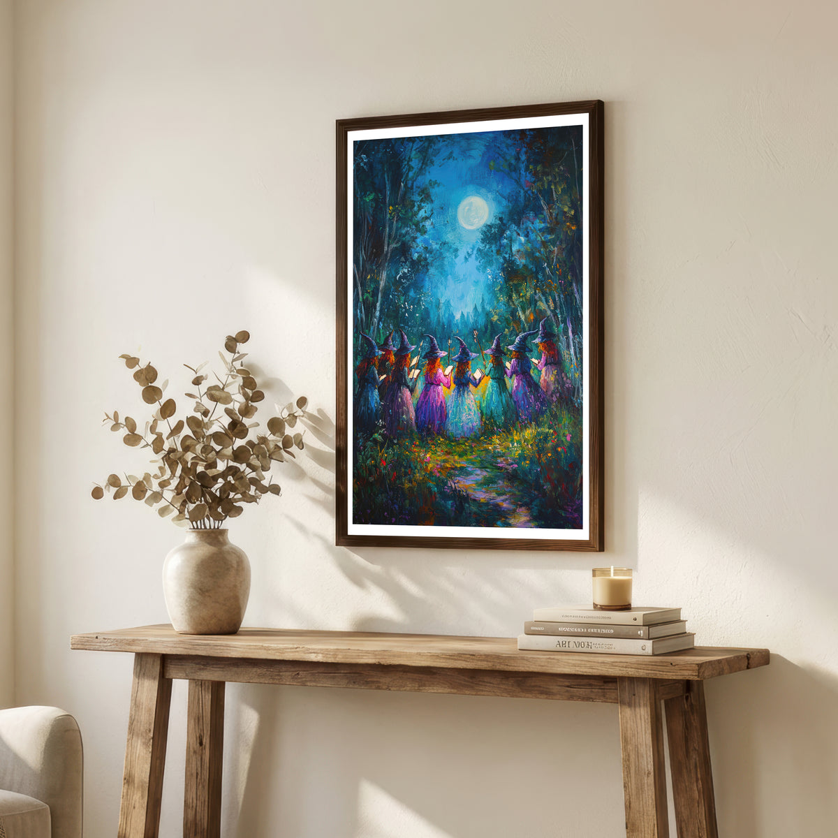 Moonlit Witch Gathering Art Print