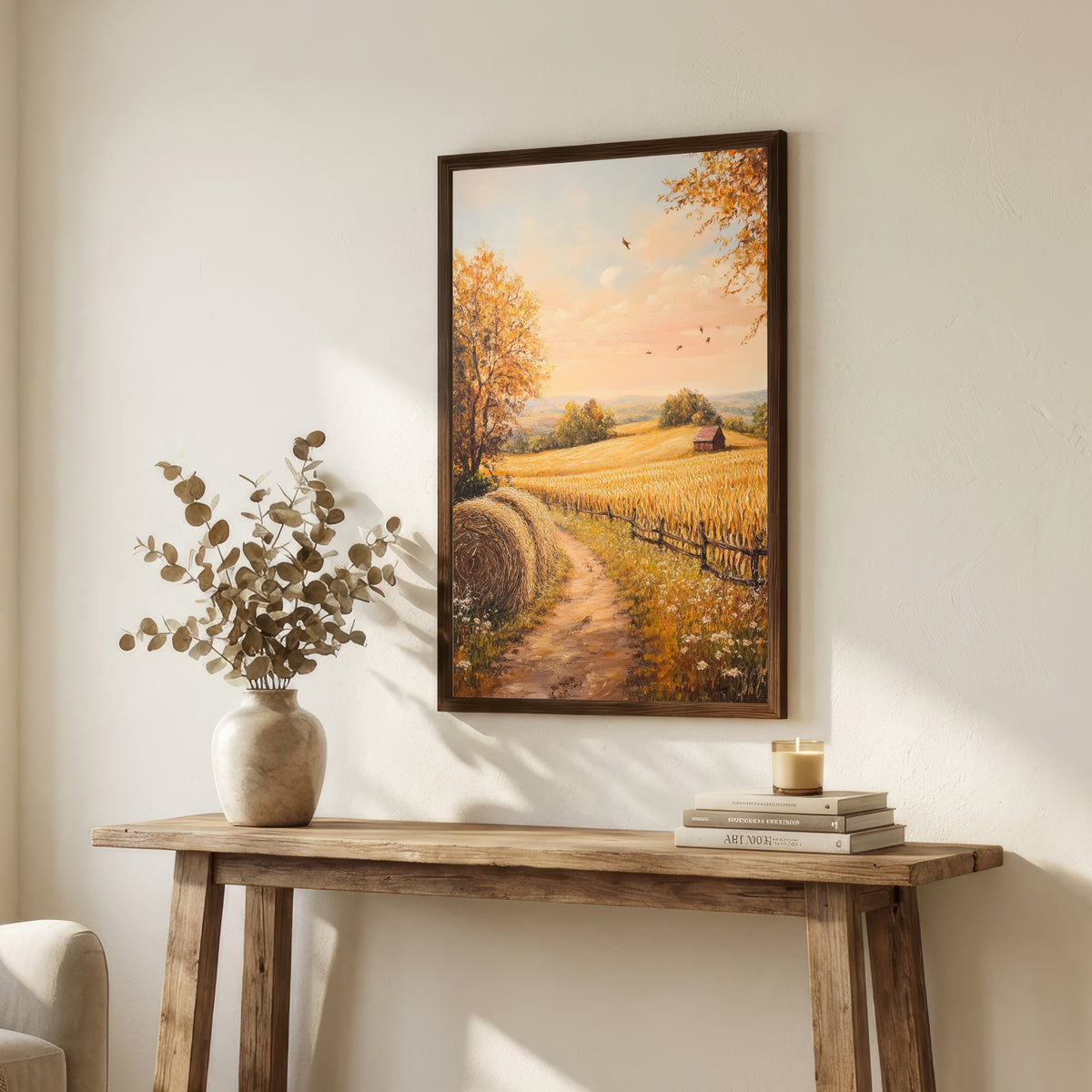 Autumn Wheat Field Landscape Art Print