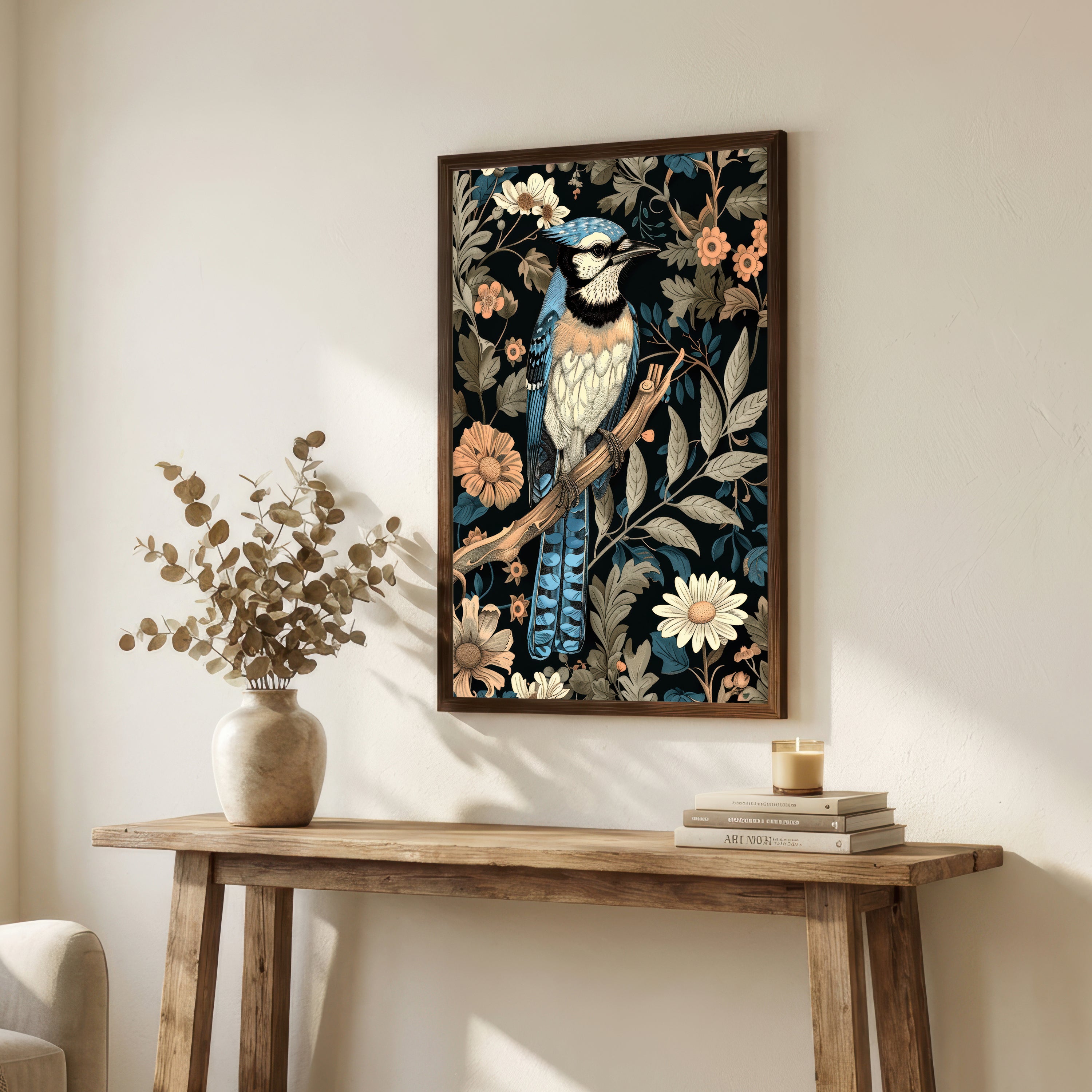 Blue Kingfisher Botanical Art Print