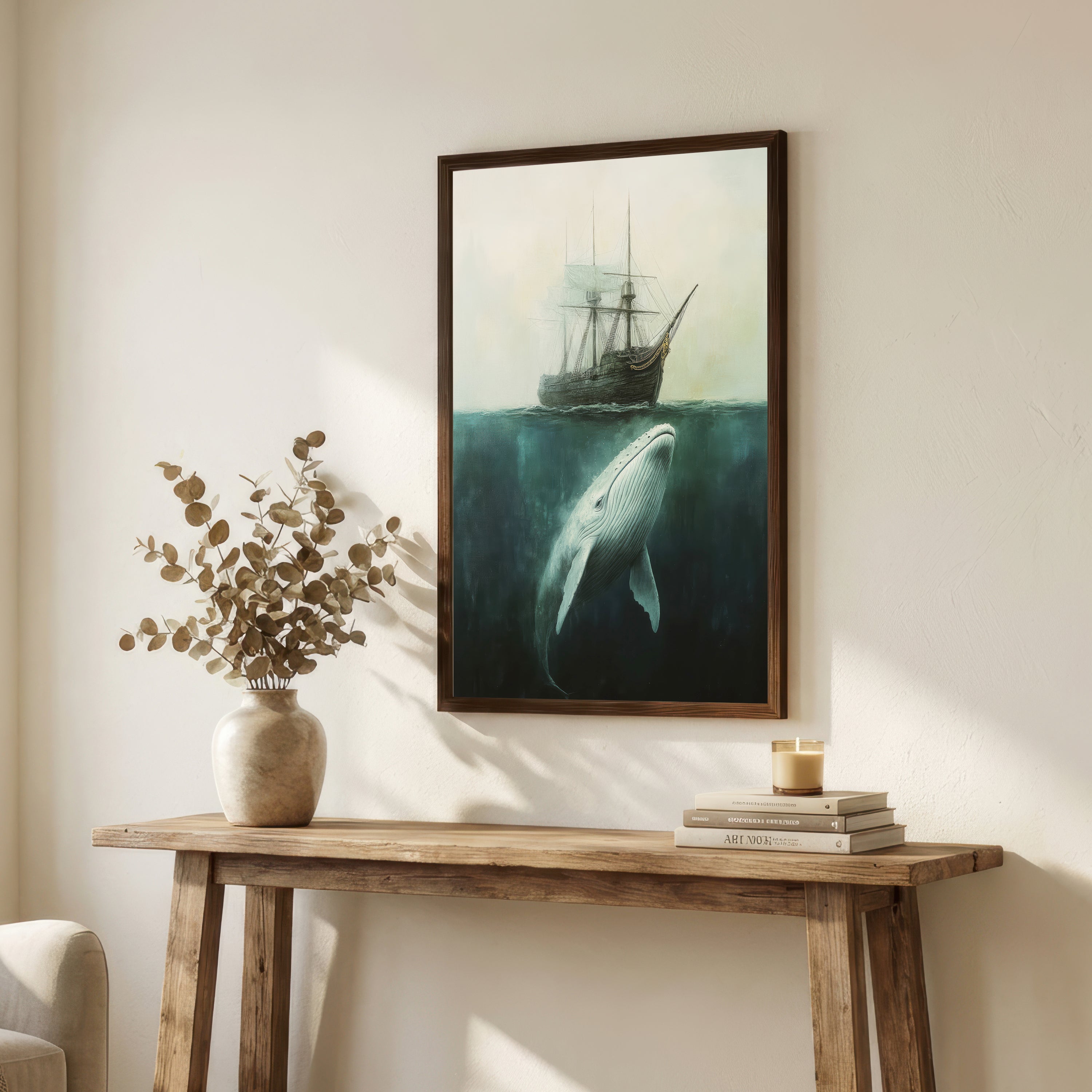 Whale and Sailing Ship Art Print