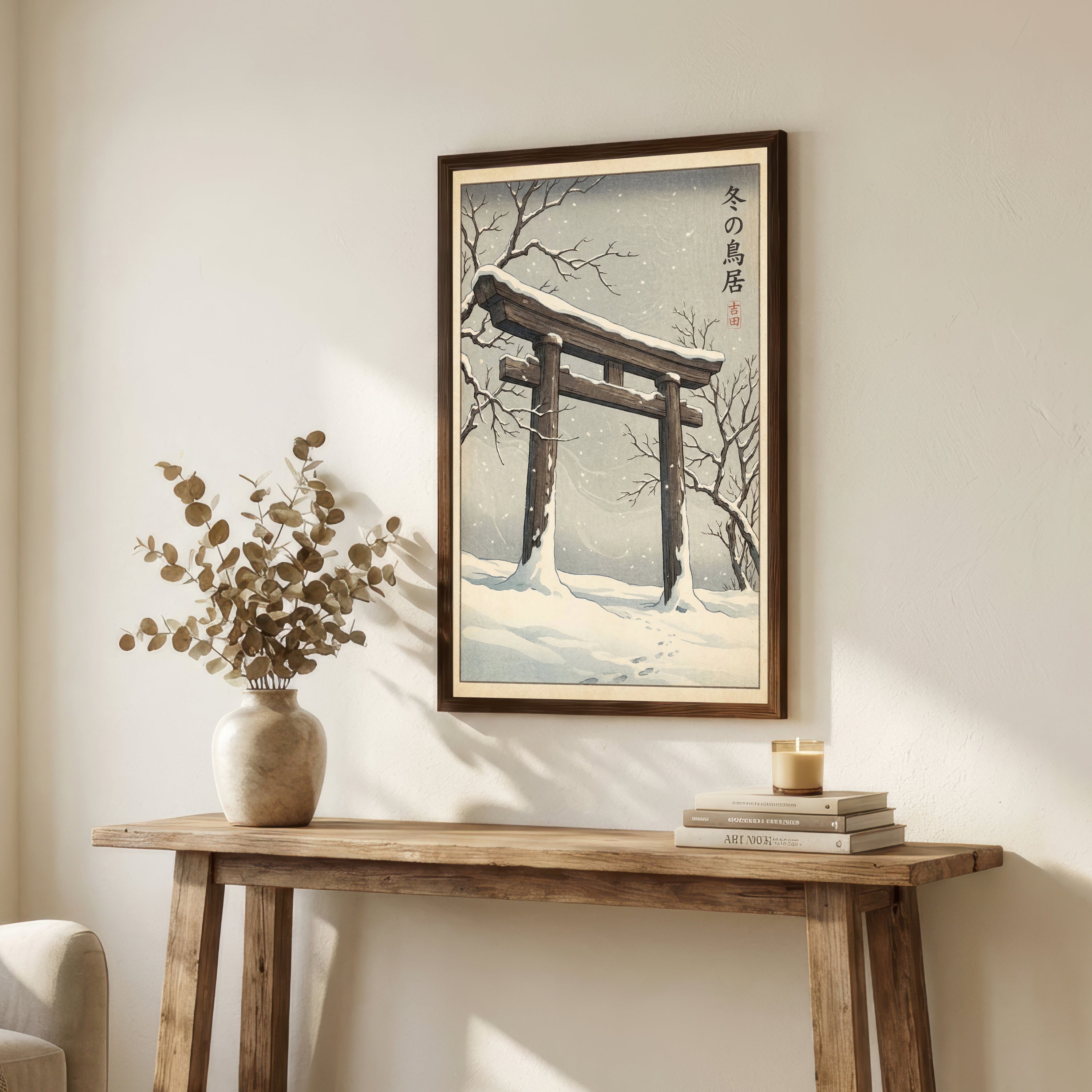 Snowy Torii Gate Japanese Art Print