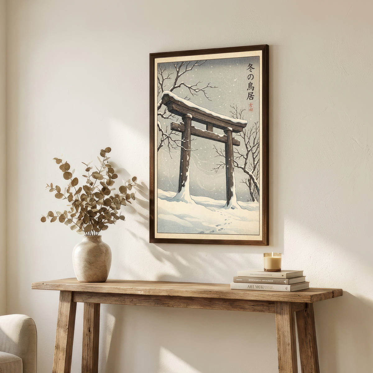Snowy Torii Gate Japanese Art Print